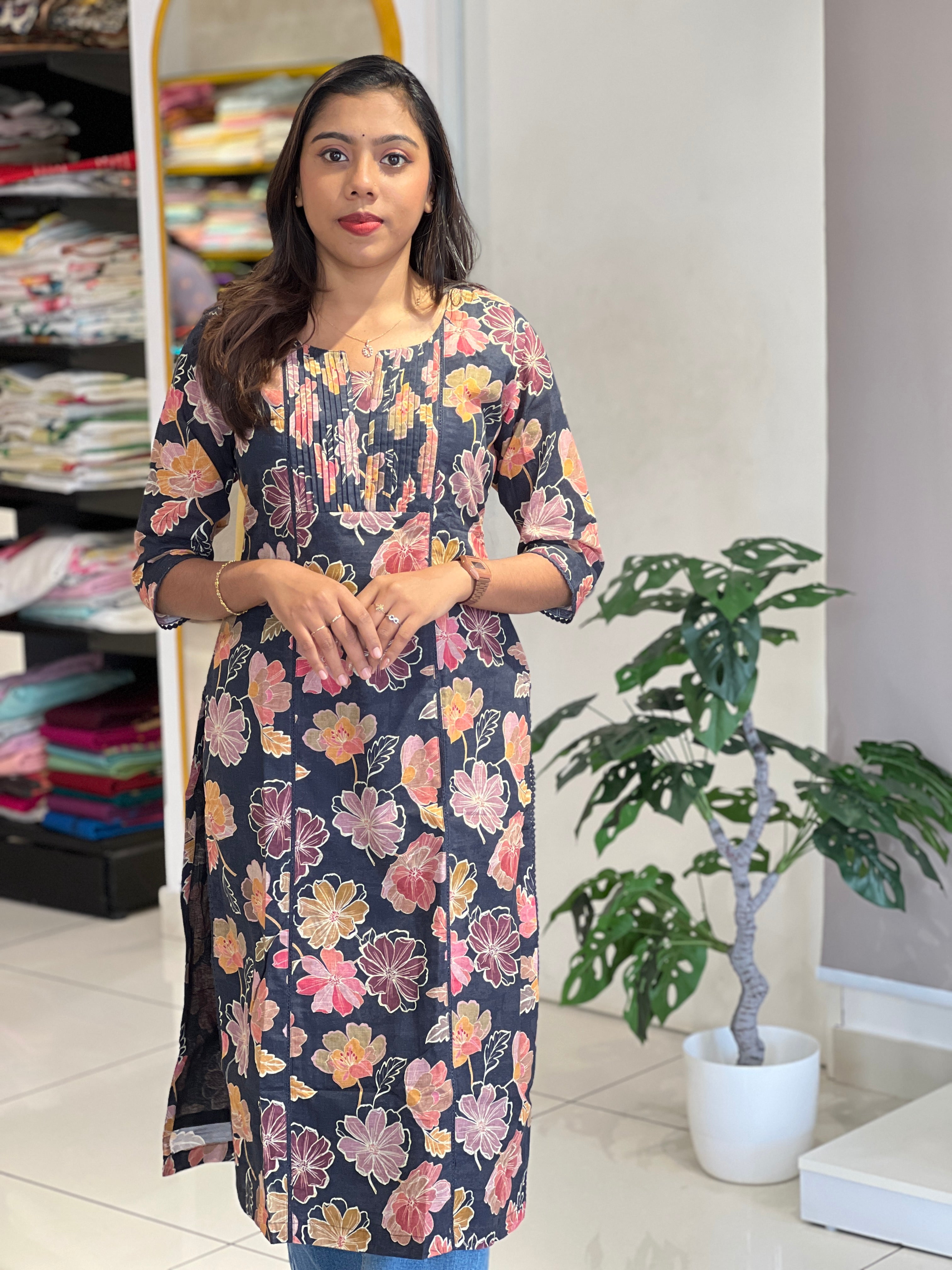 Floral Printed Cotton Kurta | SV290