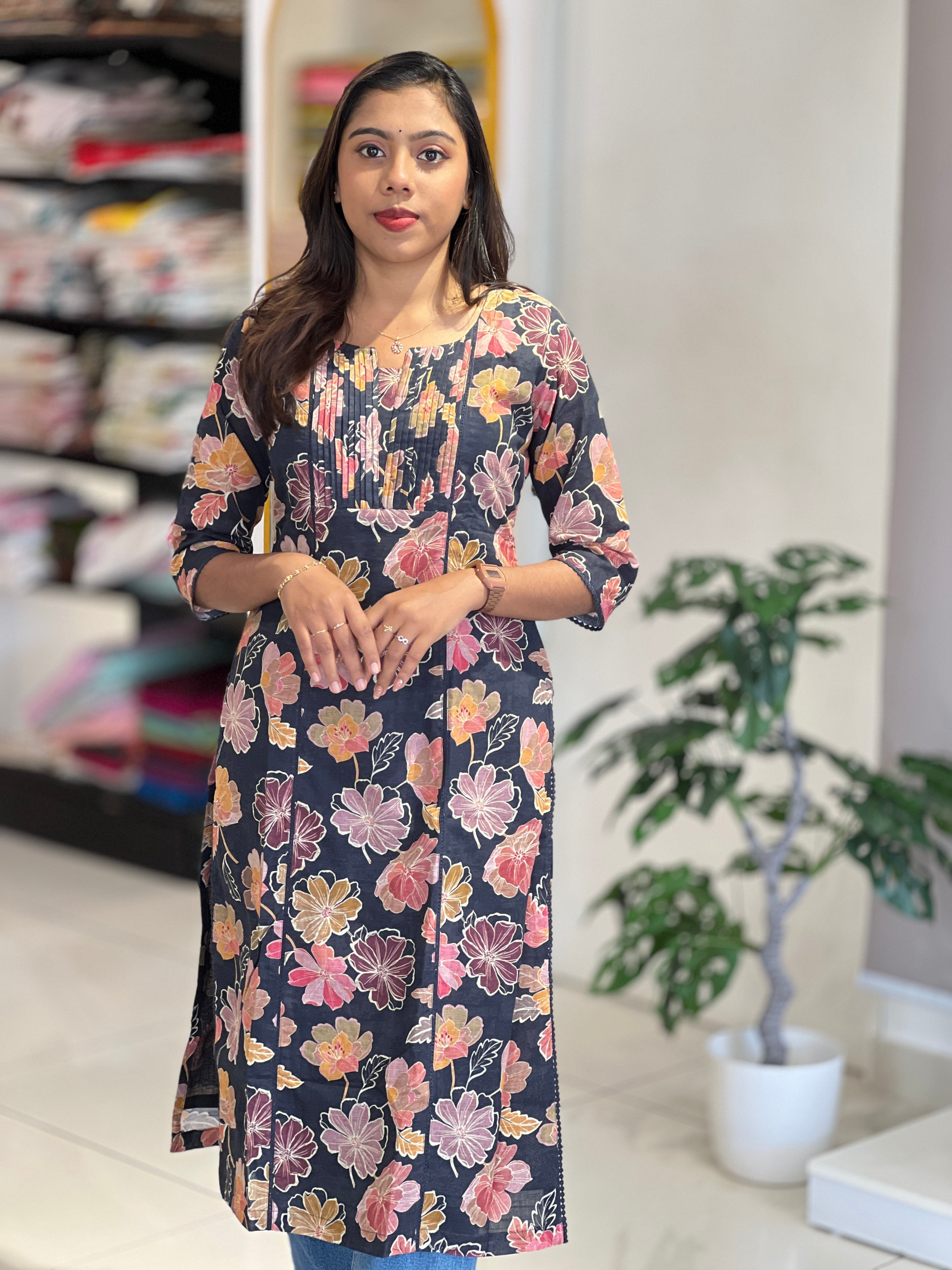 Floral Printed Cotton Kurta | SV290