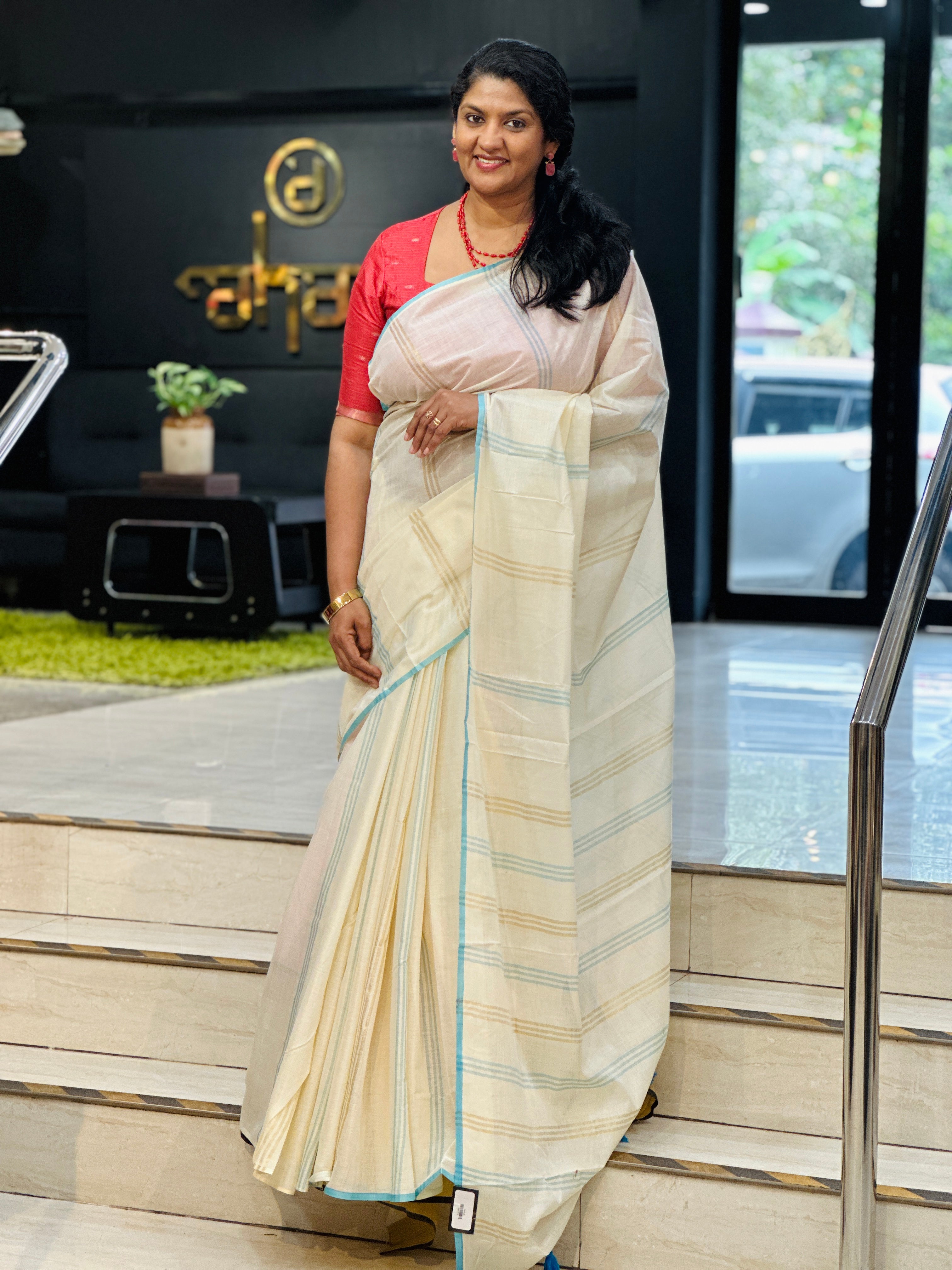 Stripe Pattern Kerala Cotton Saree | PMCT112