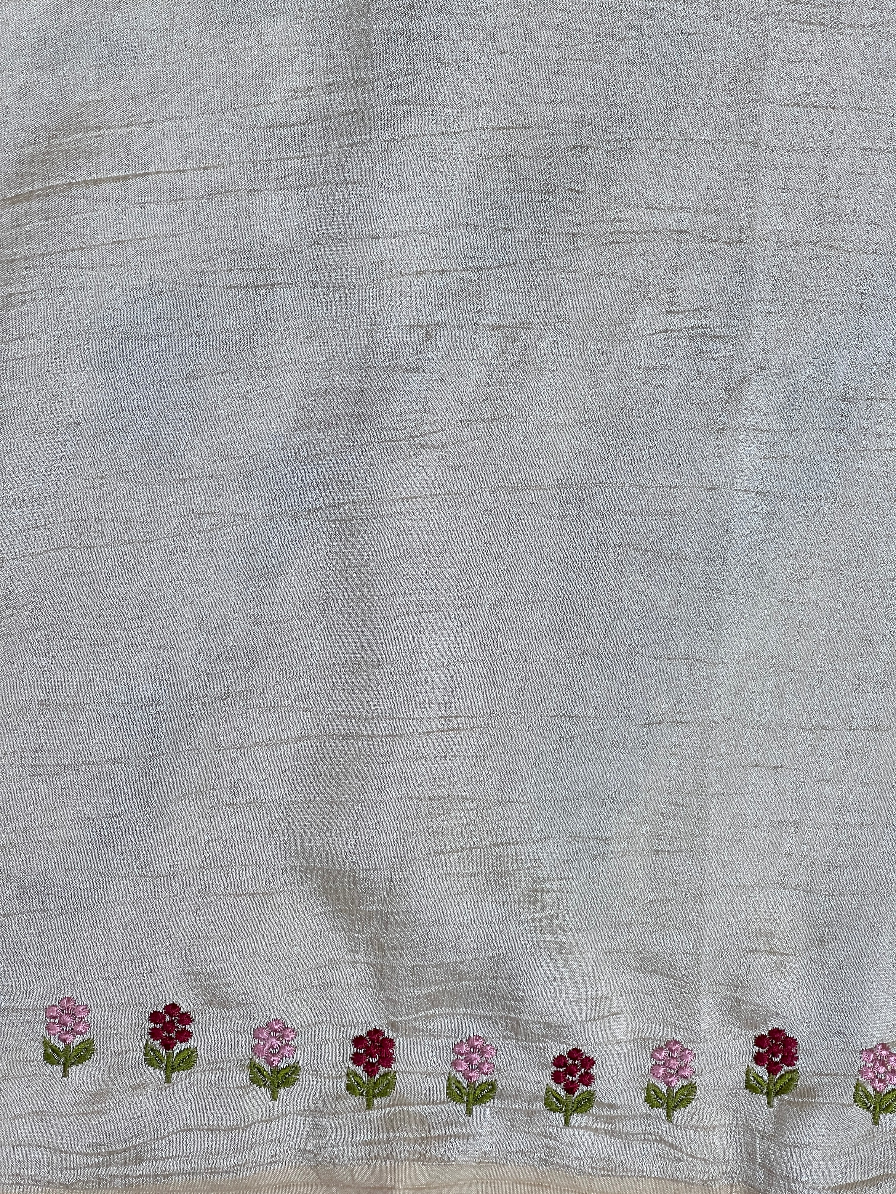 Floral Embroidery Pattern Semi Silk Saree | RP849