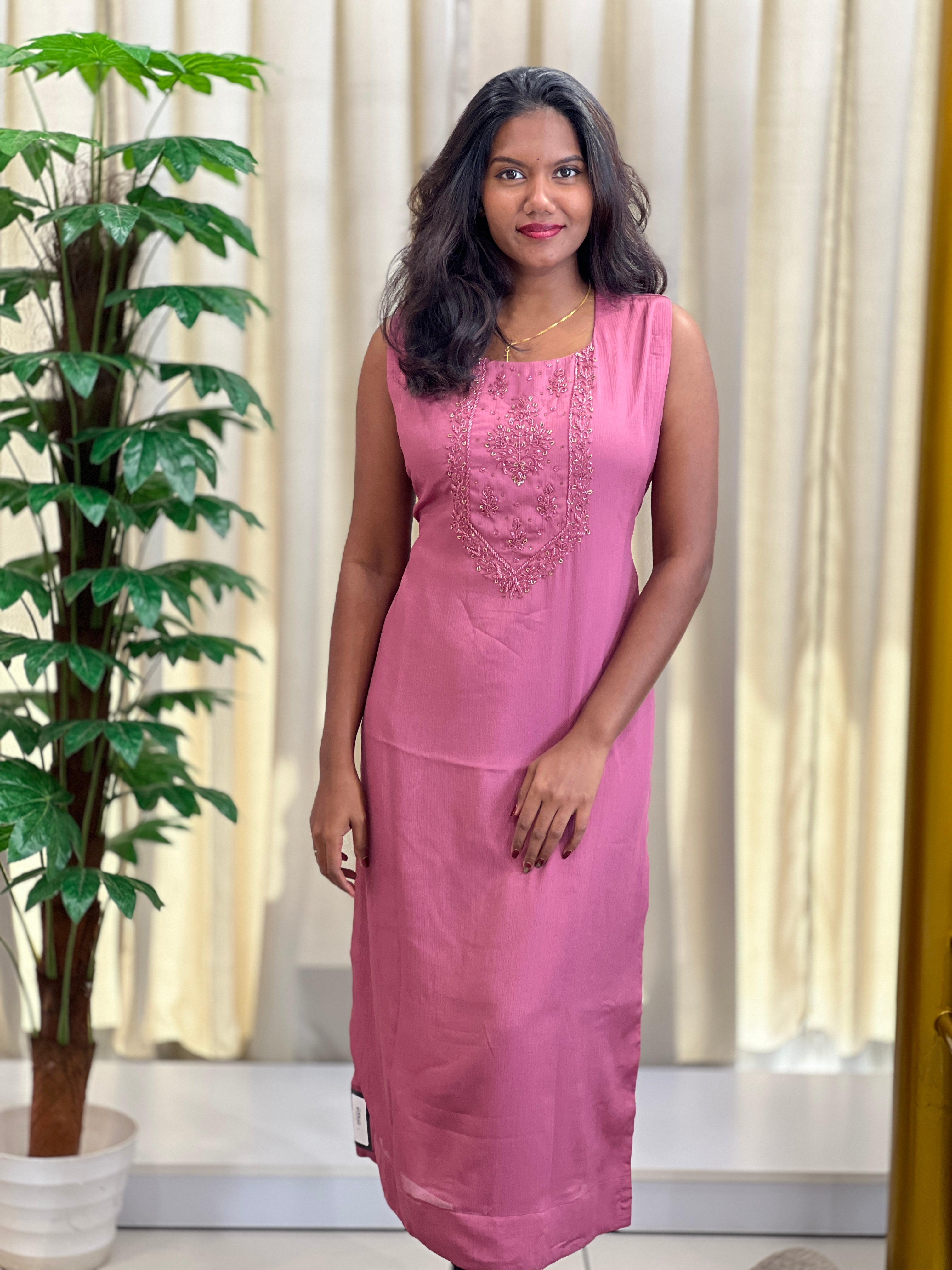 Yoke Hand Work Design Georgette Kurta | NAI112
