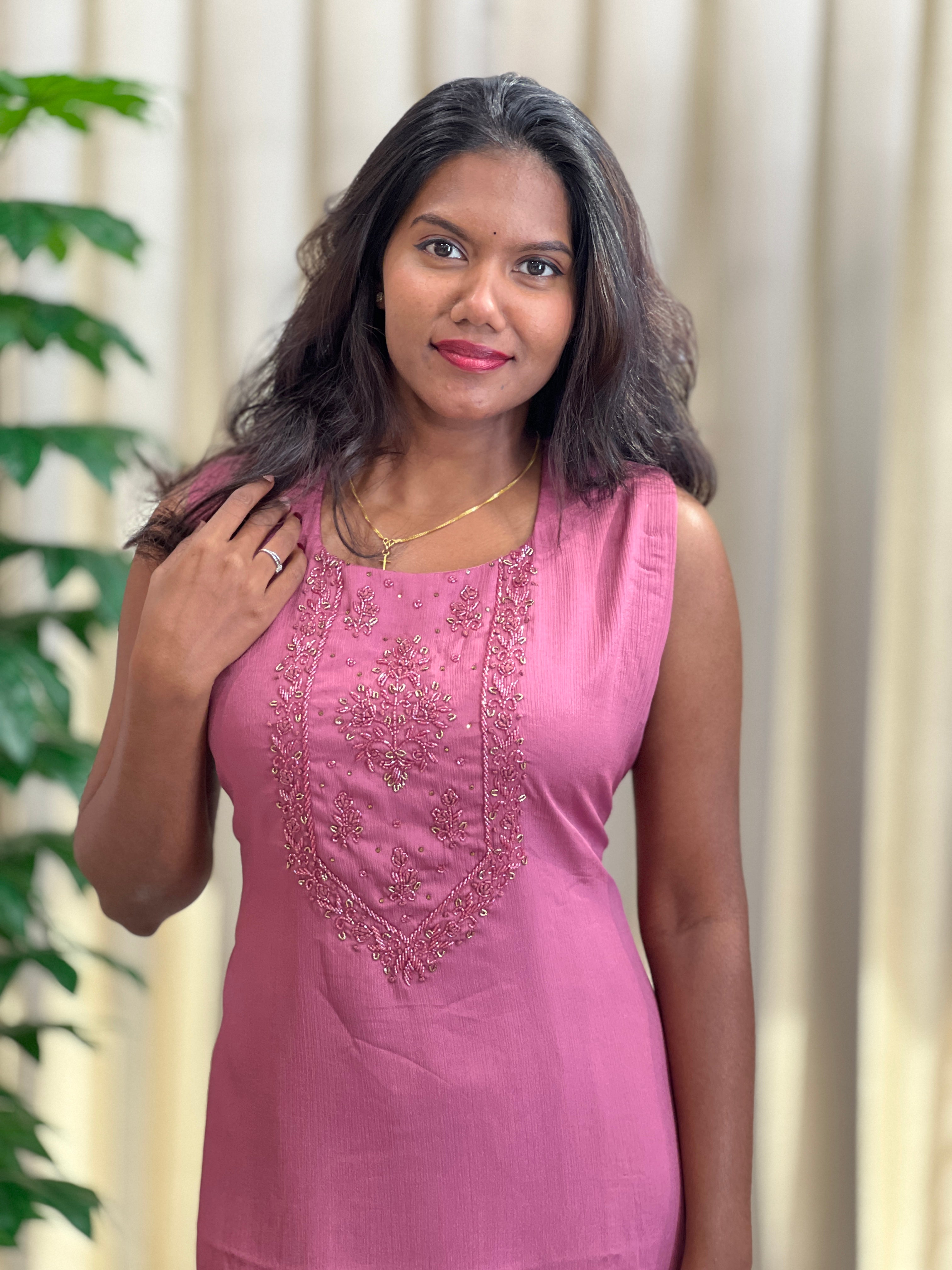 Yoke Hand Work Design Georgette Kurta | NAI112