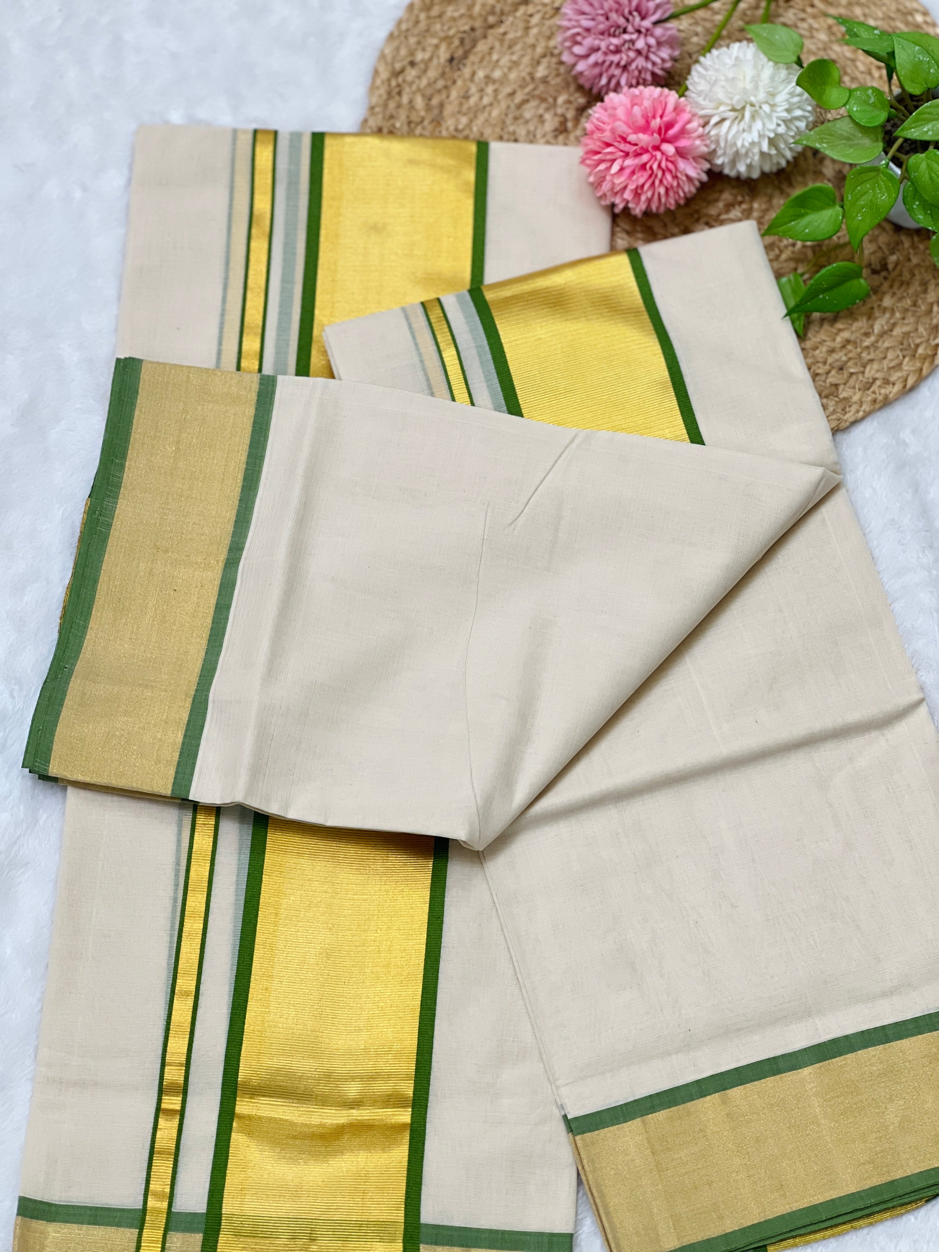 Kasavu With Kara Detailed Handloom Kerala Cotton Set Mundu | KL341