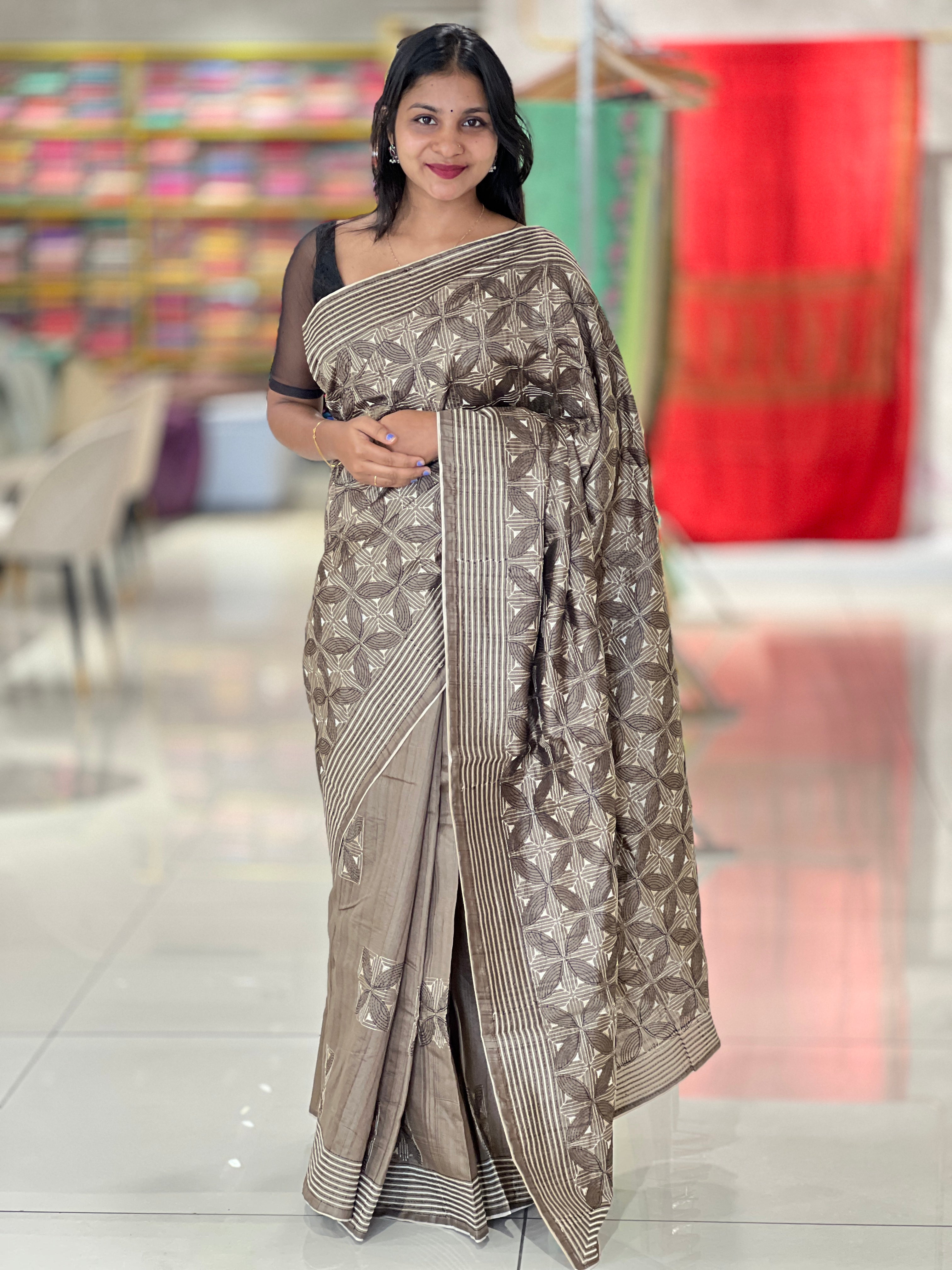 Tussar Finish Saree With Embroidery Detailing  | BLD510