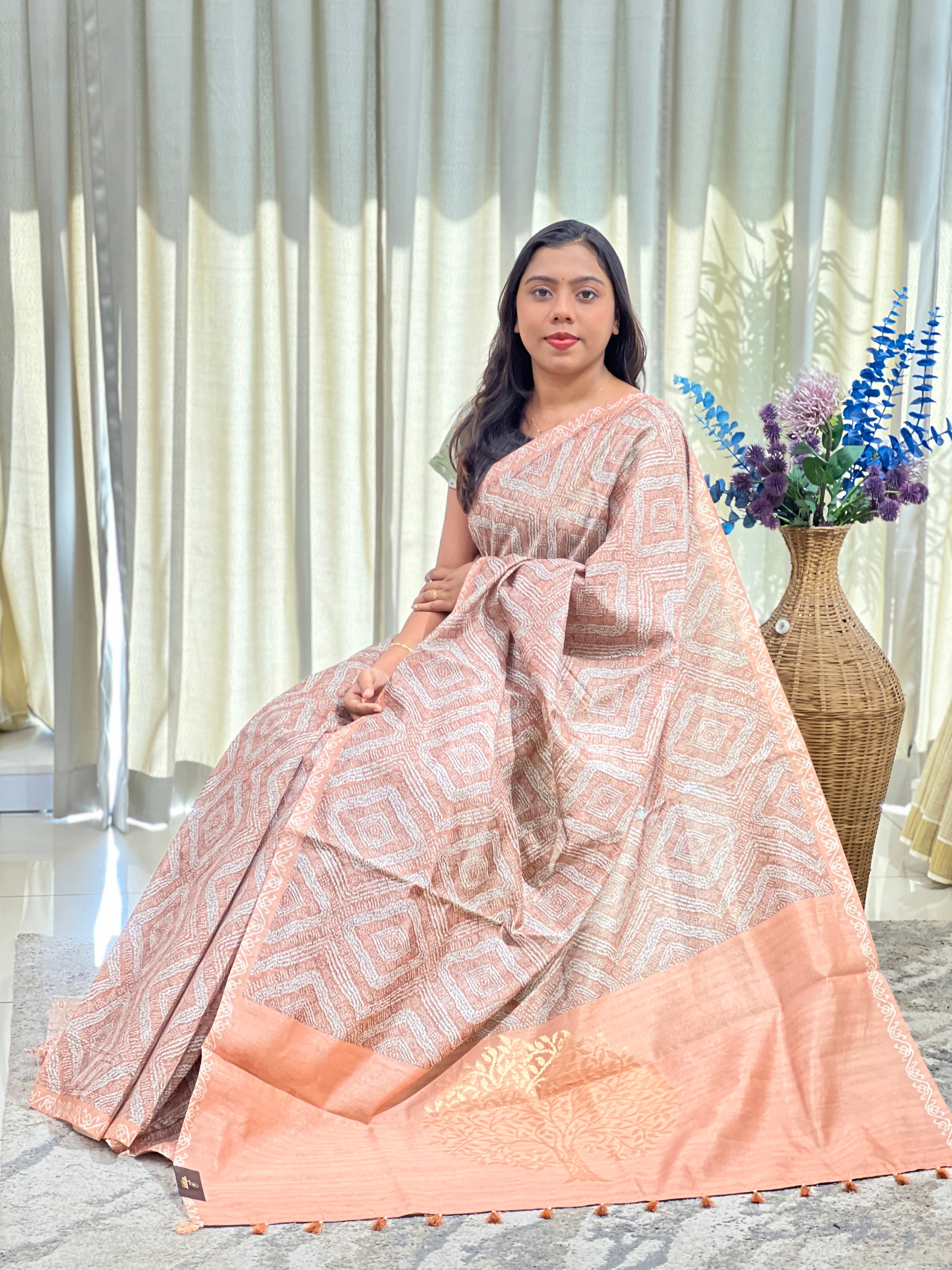 Digital Printed Pattern Semi Tussar Saree | MB197
