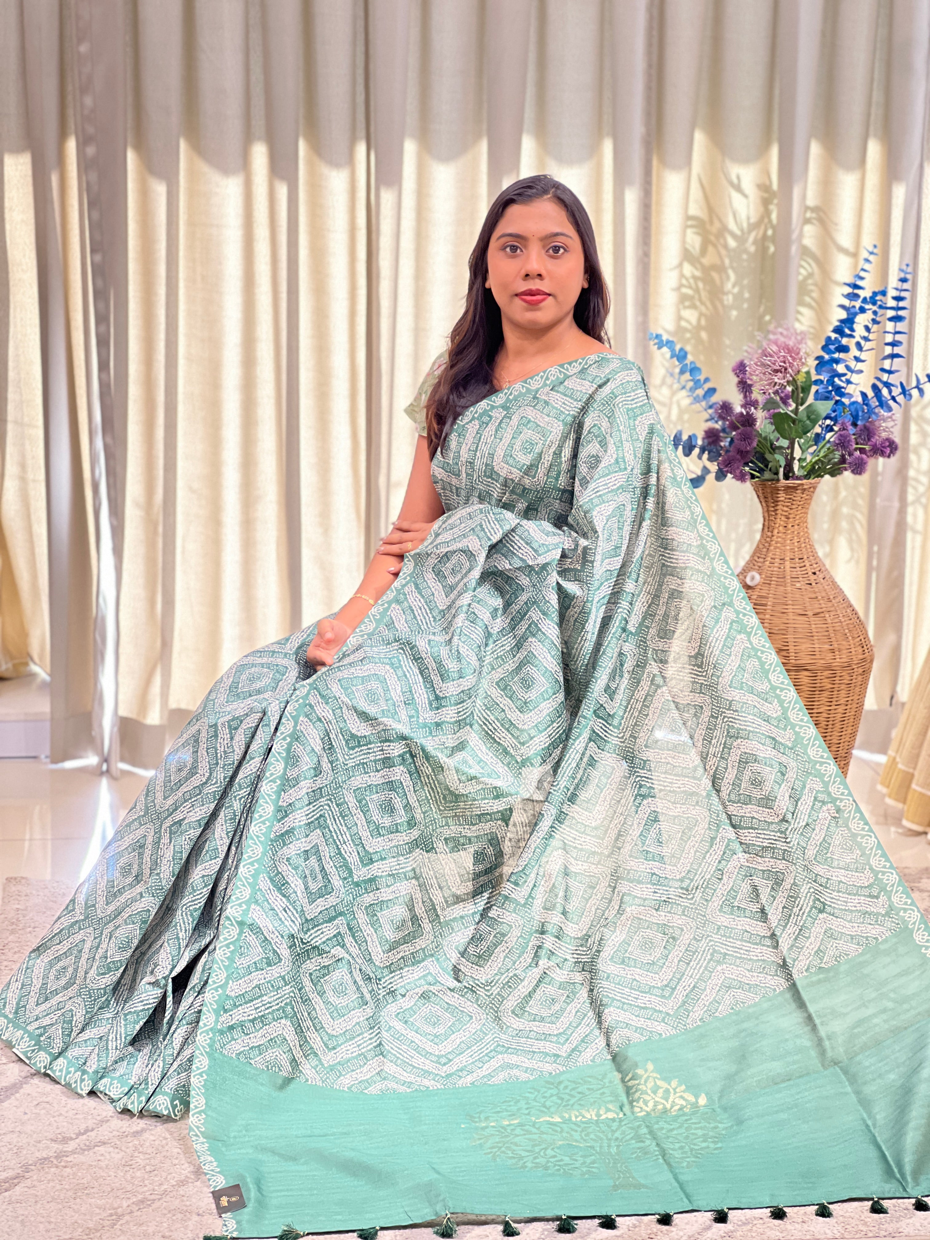 Digital Printed Pattern Semi Tussar Saree | MB198