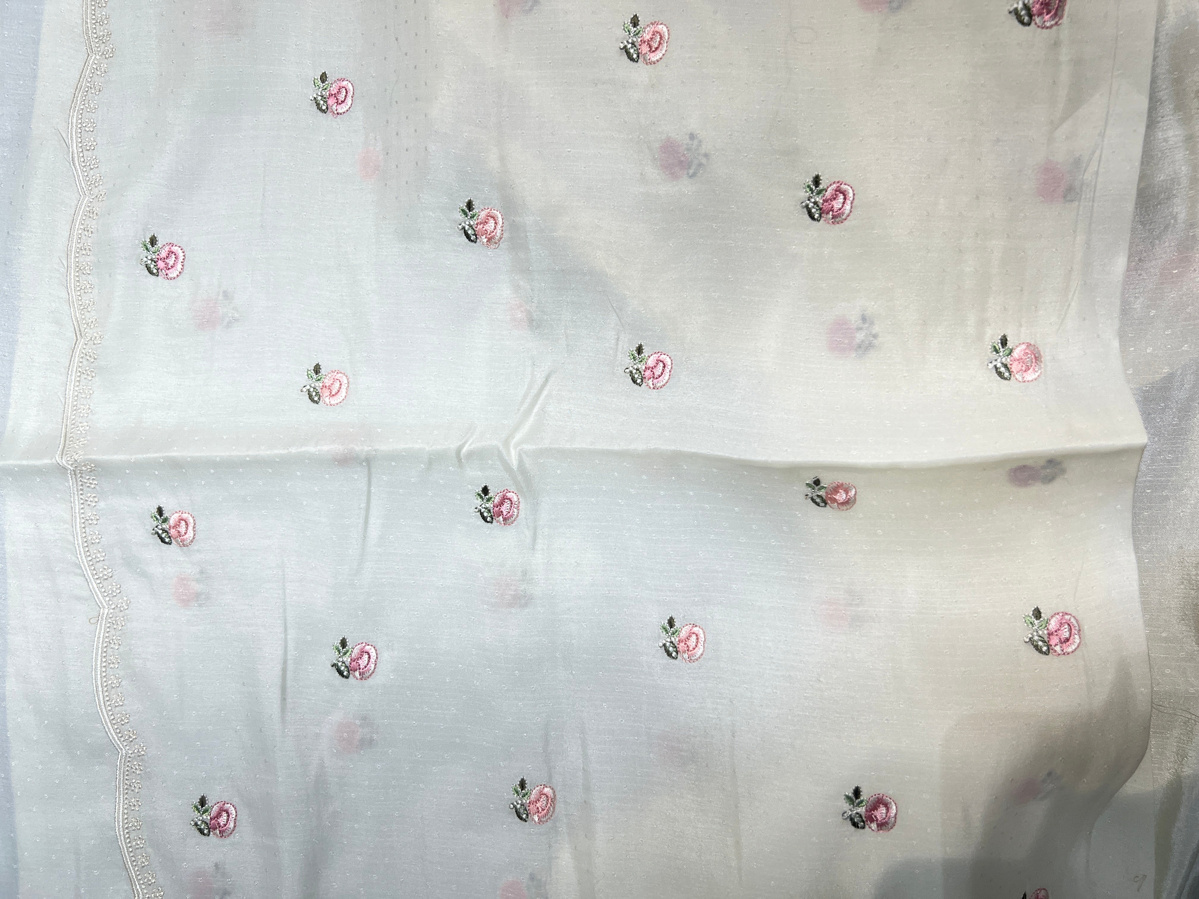 Floral Embroidered Semi Tussar Saree | SUN531