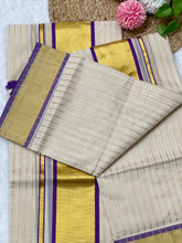 Stripe Weaving Patterned Kerala Cotton Set Mundu | KL348