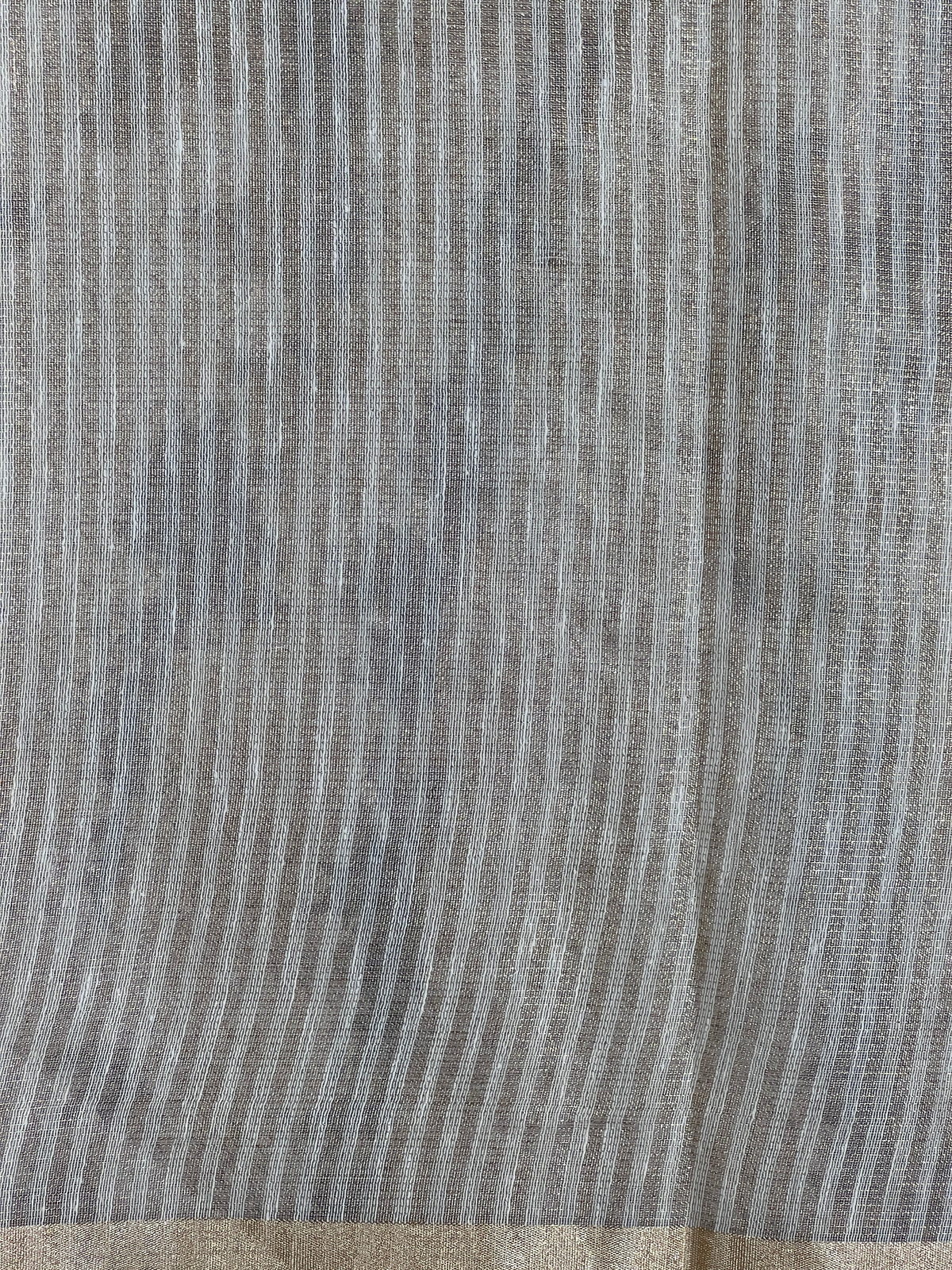 Leaf Embroidered Linen Tissue Saree | ZSS512