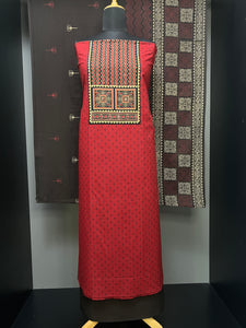 Print & Ajrak Patch Detailed Cotton Salwar Set | DE156