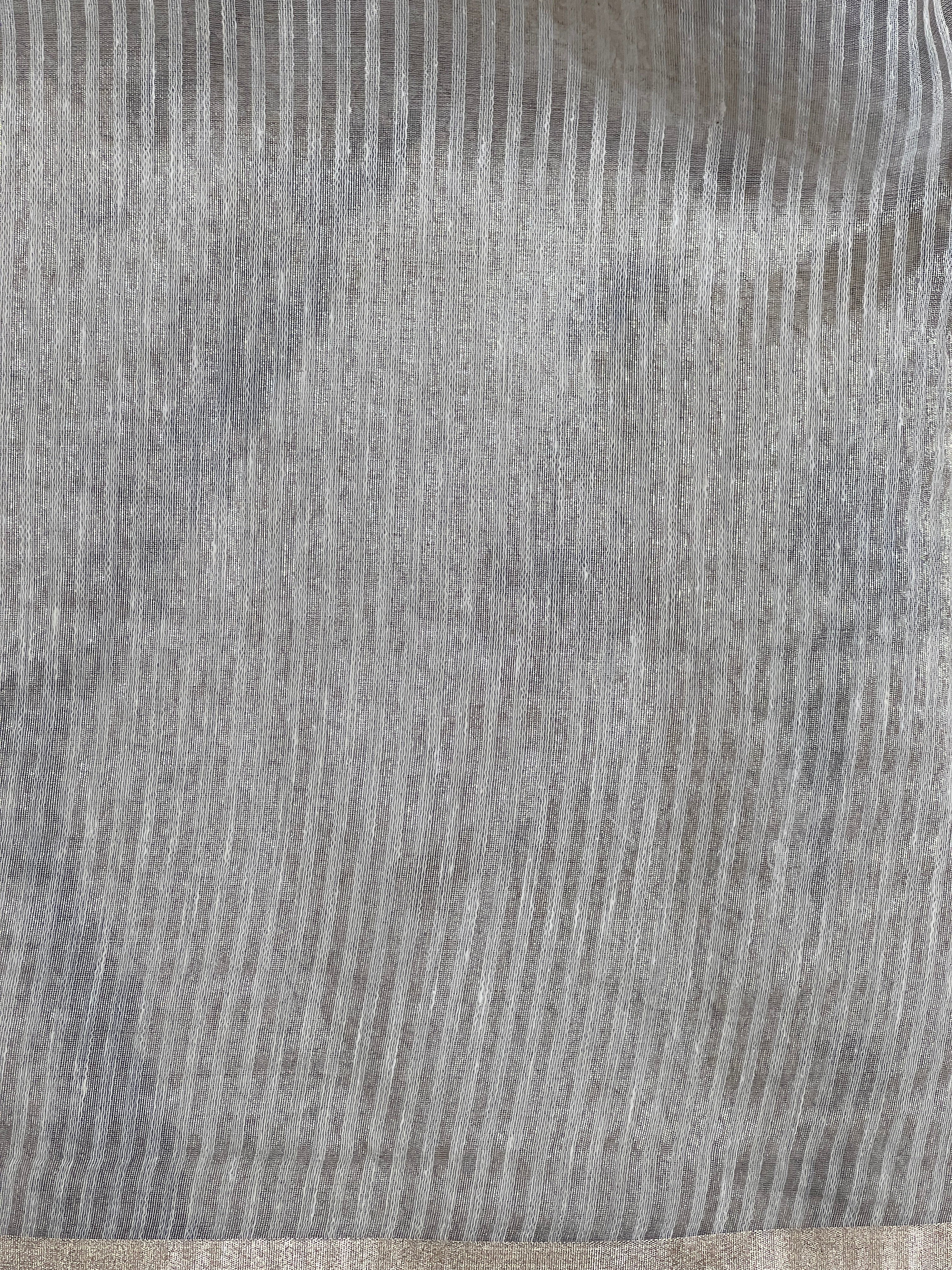 Check Patterned Linen Tissue Saree | ZSS428