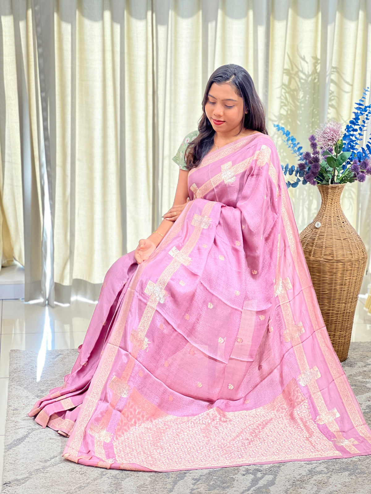 Embossed Woven Semi Crepe Saree | RS175