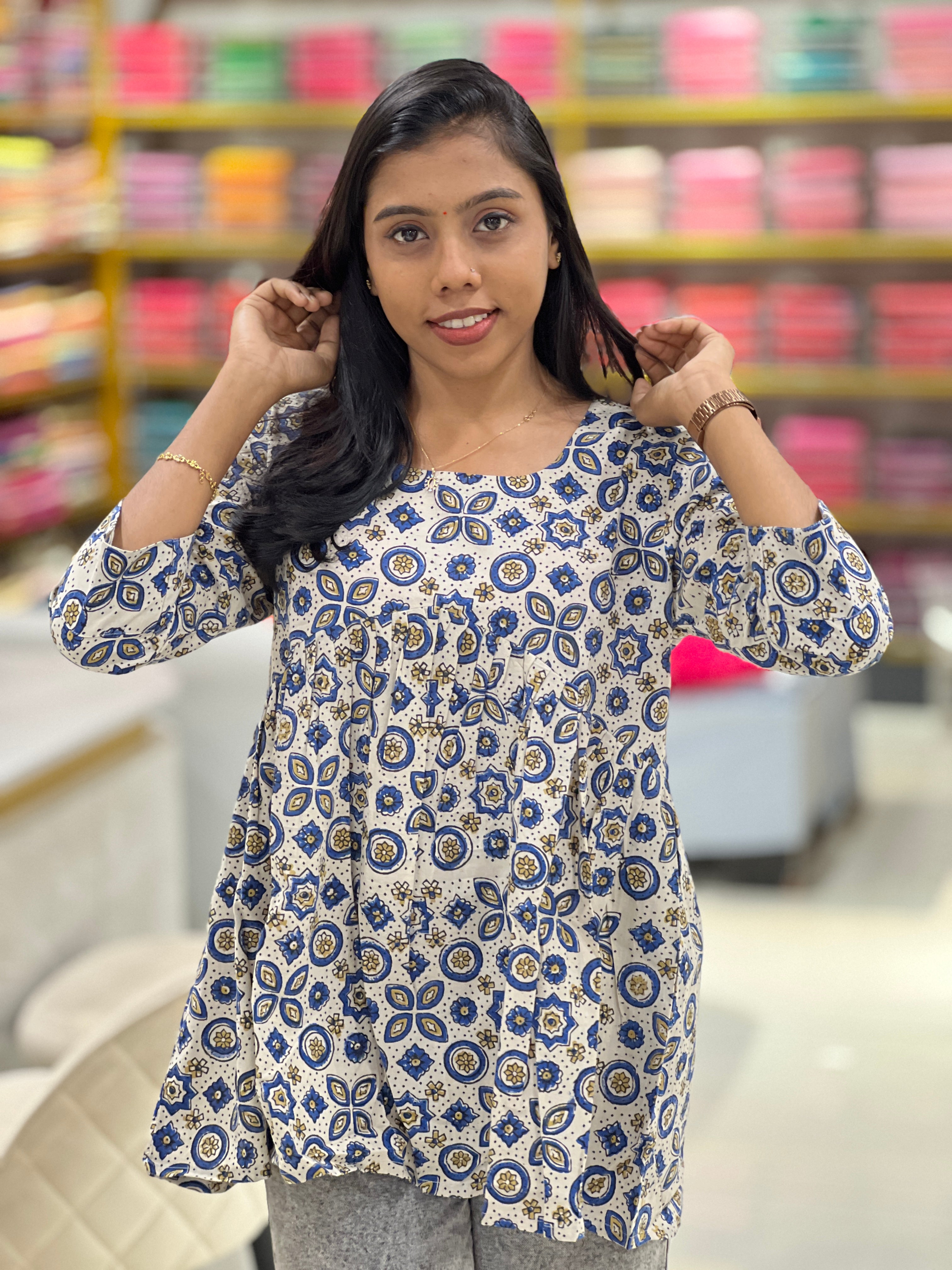 Block Printed Cotton Short Kurta | DNT360