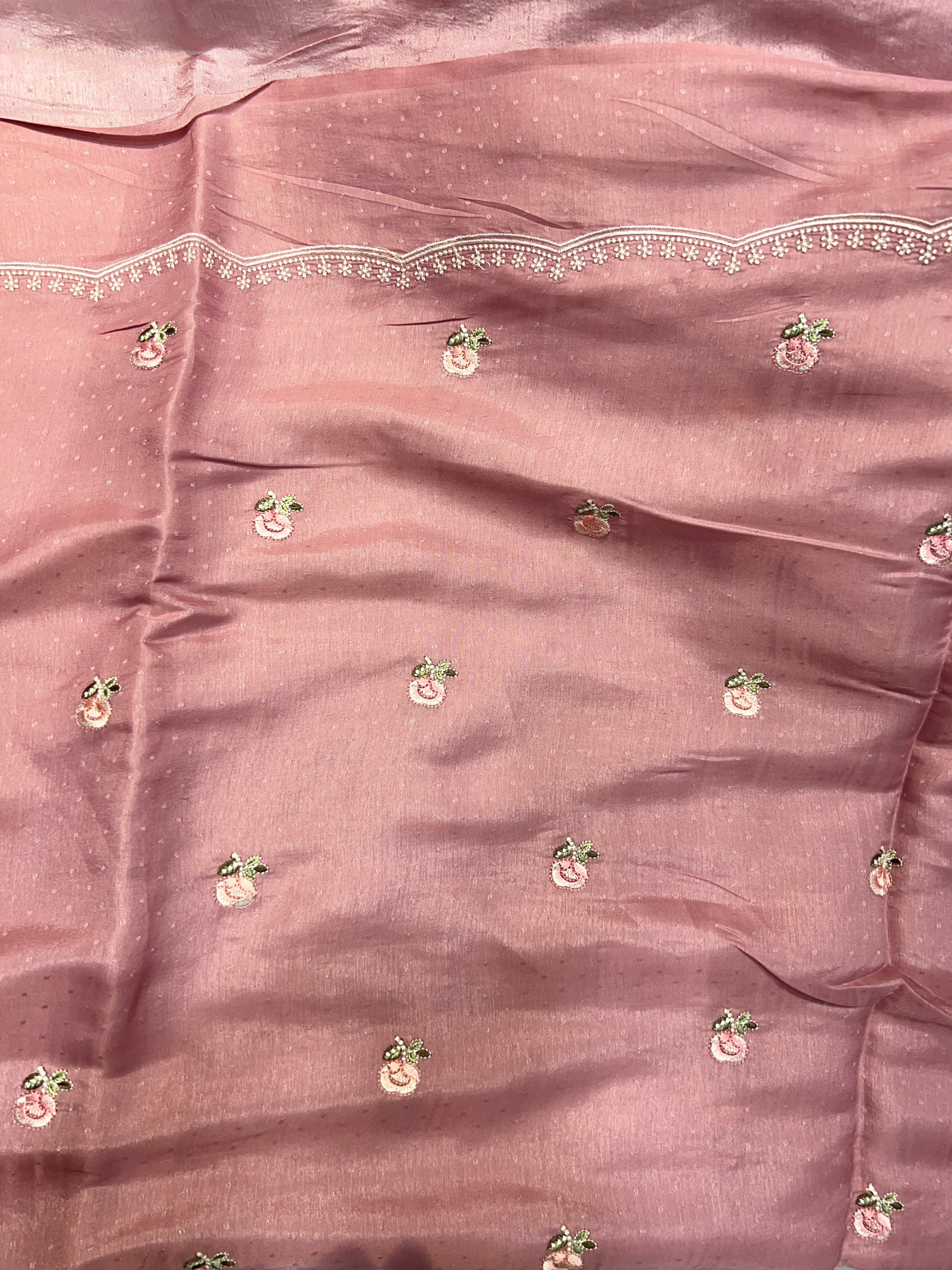 Floral Embroidered Semi Tussar Saree | SUN530