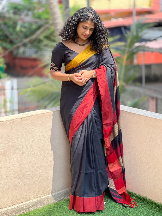 Ganga Yamuna Border Pattern Blended Cotton Saree | RP420