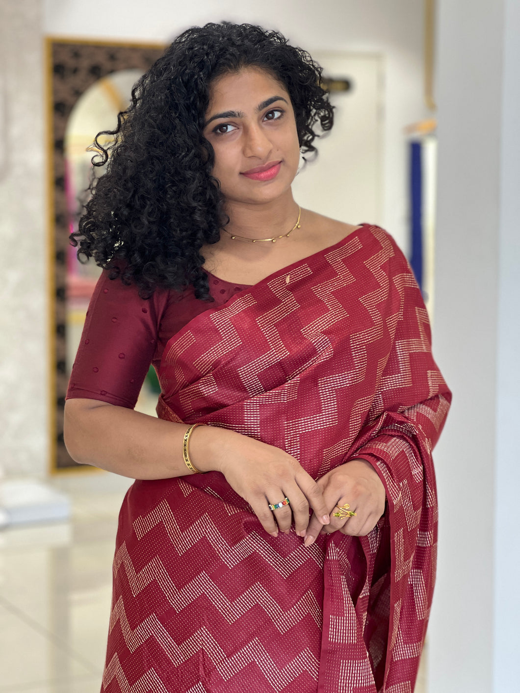 Kantha Weaving Pattern Bhagalpuri Linen Saree | NHH245