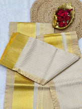 Golden Kasavu With Tissue Weaved Kerala Cotton Set Mundu | KL352