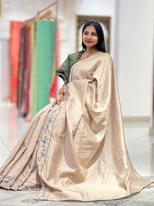 Mirror Work & Embroidered Chanderi Saree | DSA139