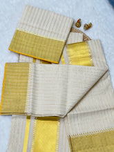 Stripe With Kasavu Detailed Handloom Kerala Cotton Set Mundu | KL354