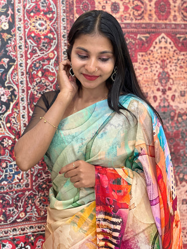 Printed Design Crepe Saree | MRD350