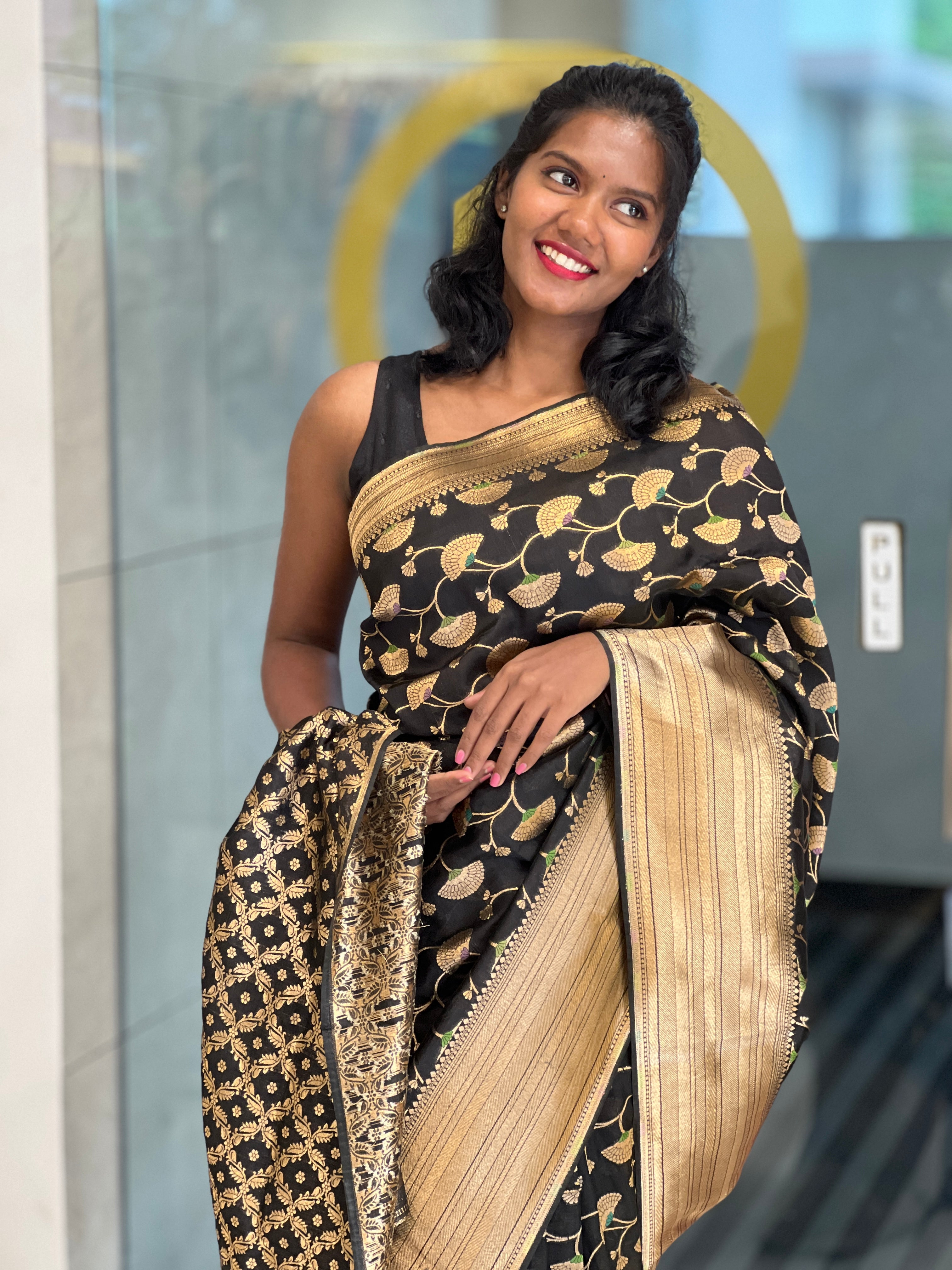 Floral Printed Banarasi Silk Saree | NN282