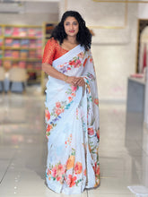 Floral Printed Pattern Linen Finish Saree | RP684