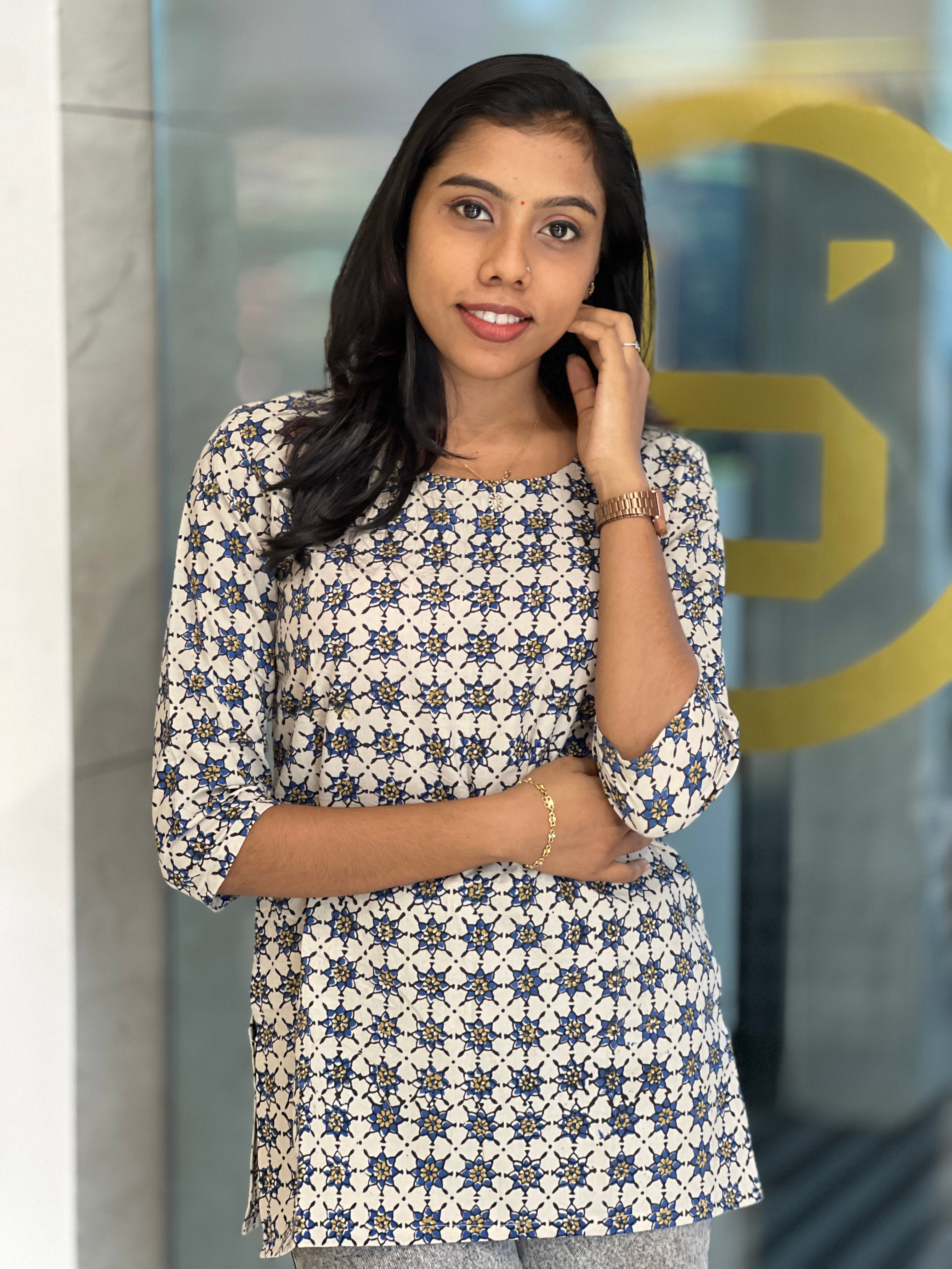 Print Detailed Cotton Short Kurta | DNT405