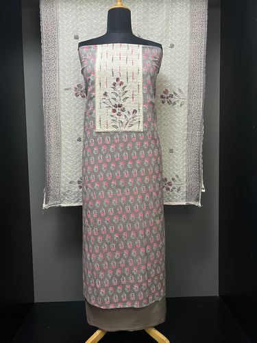 Block Print With Schiffli Patterned Cotton Salwar Set | SW2117