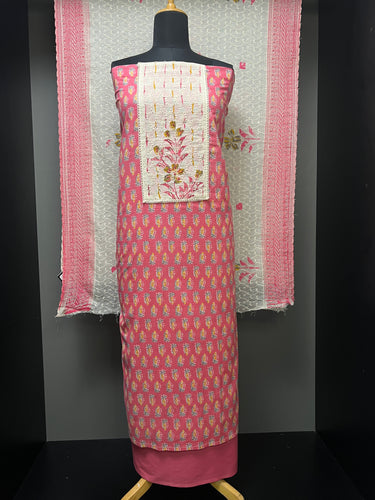 Block Print With Schiffli Patterned Cotton Salwar Set | SW2115
