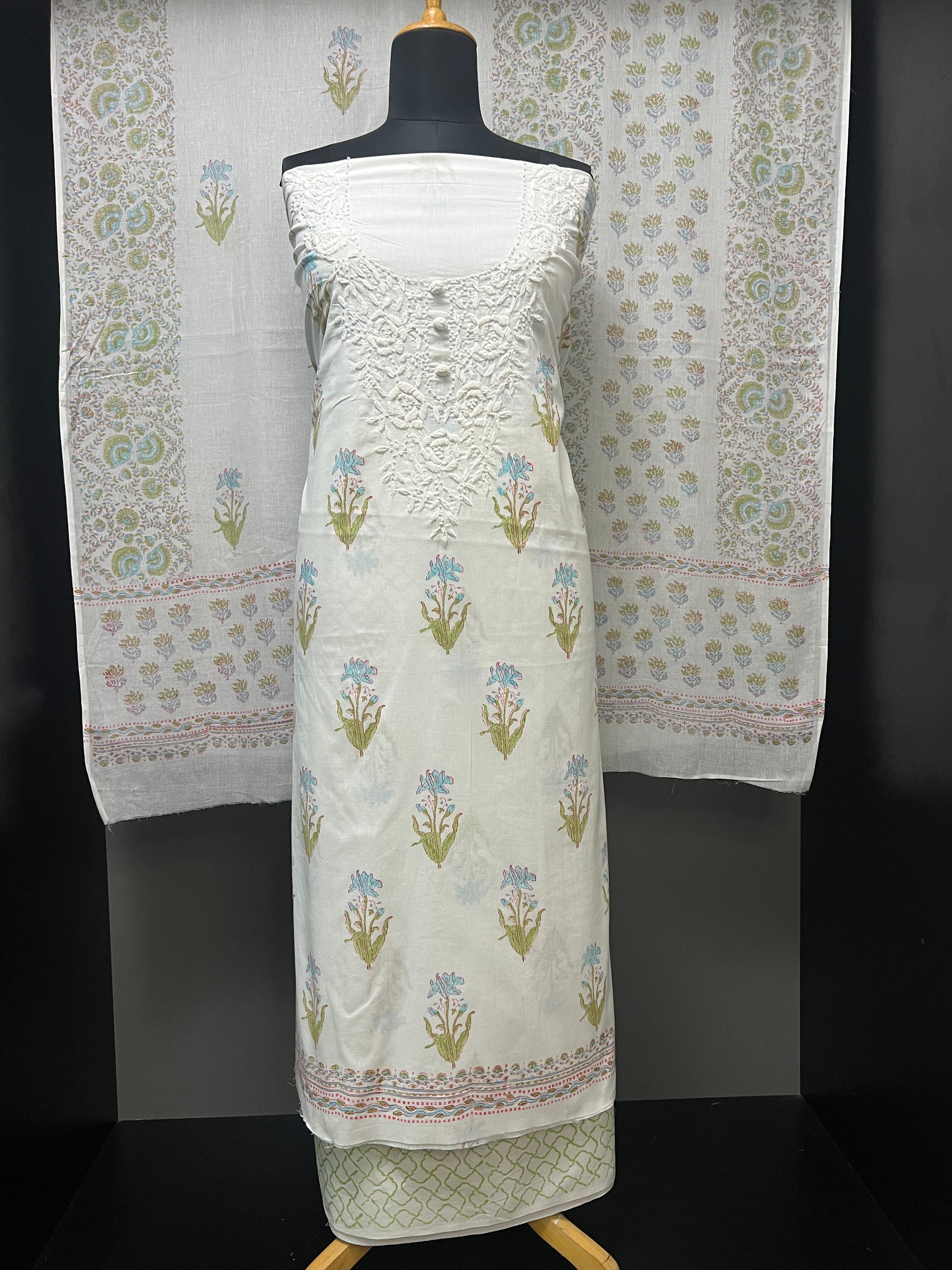 Chikankari Embroidered Cotton Salwar Set | SW2094