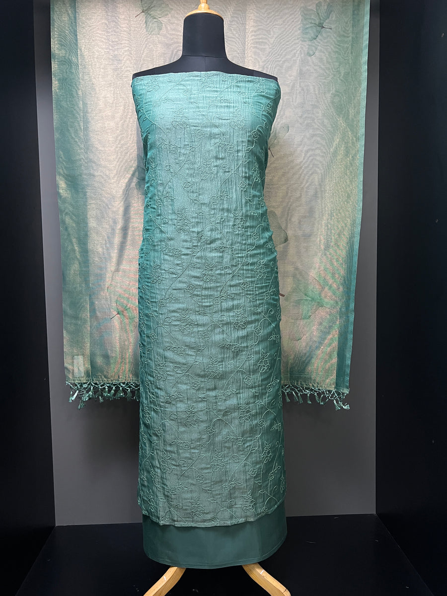 Point Embroidery Crushed Shimmer Organza Salwar Set | MS839