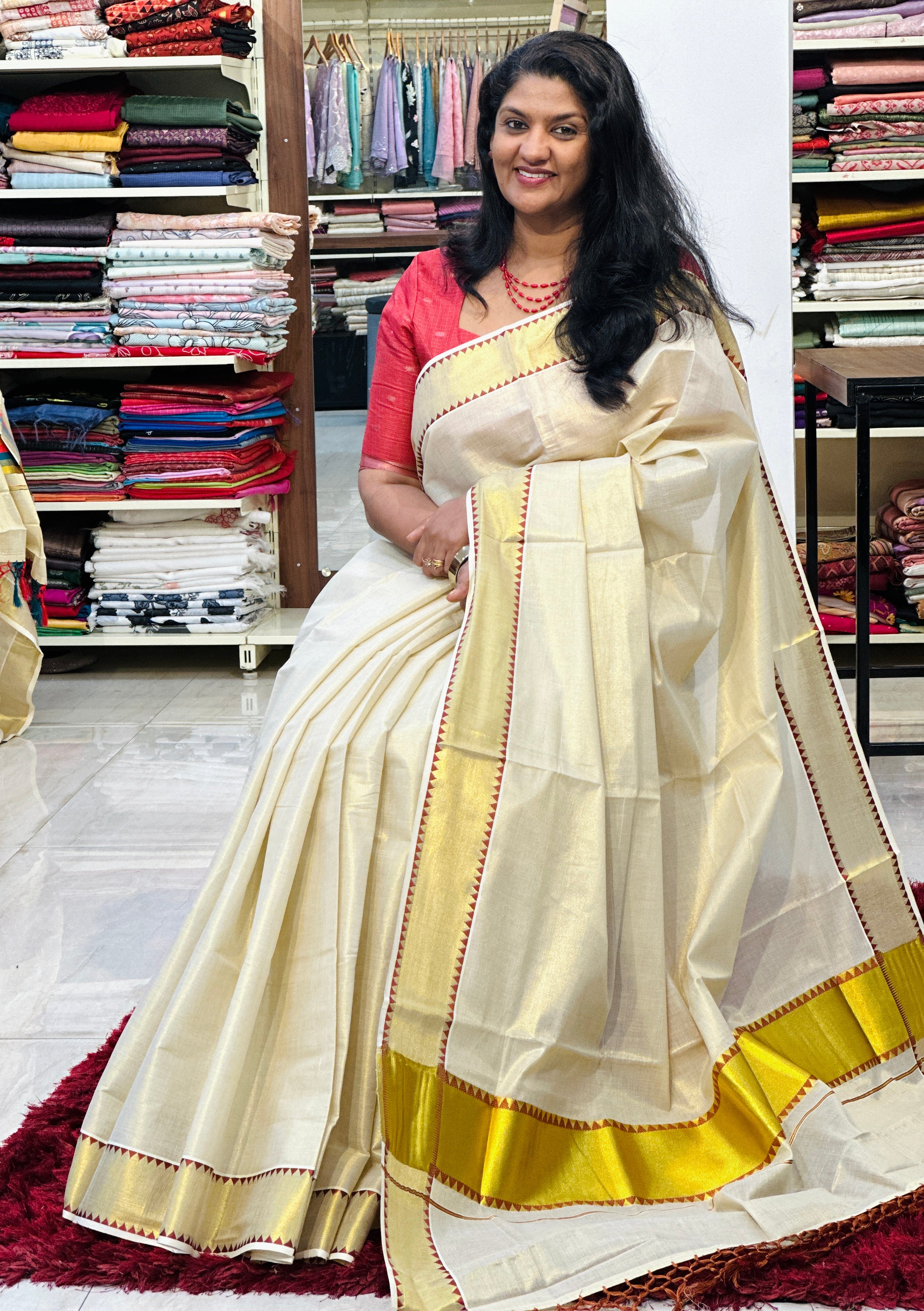 Temple Pattern Border Tissue Saree | GAT521