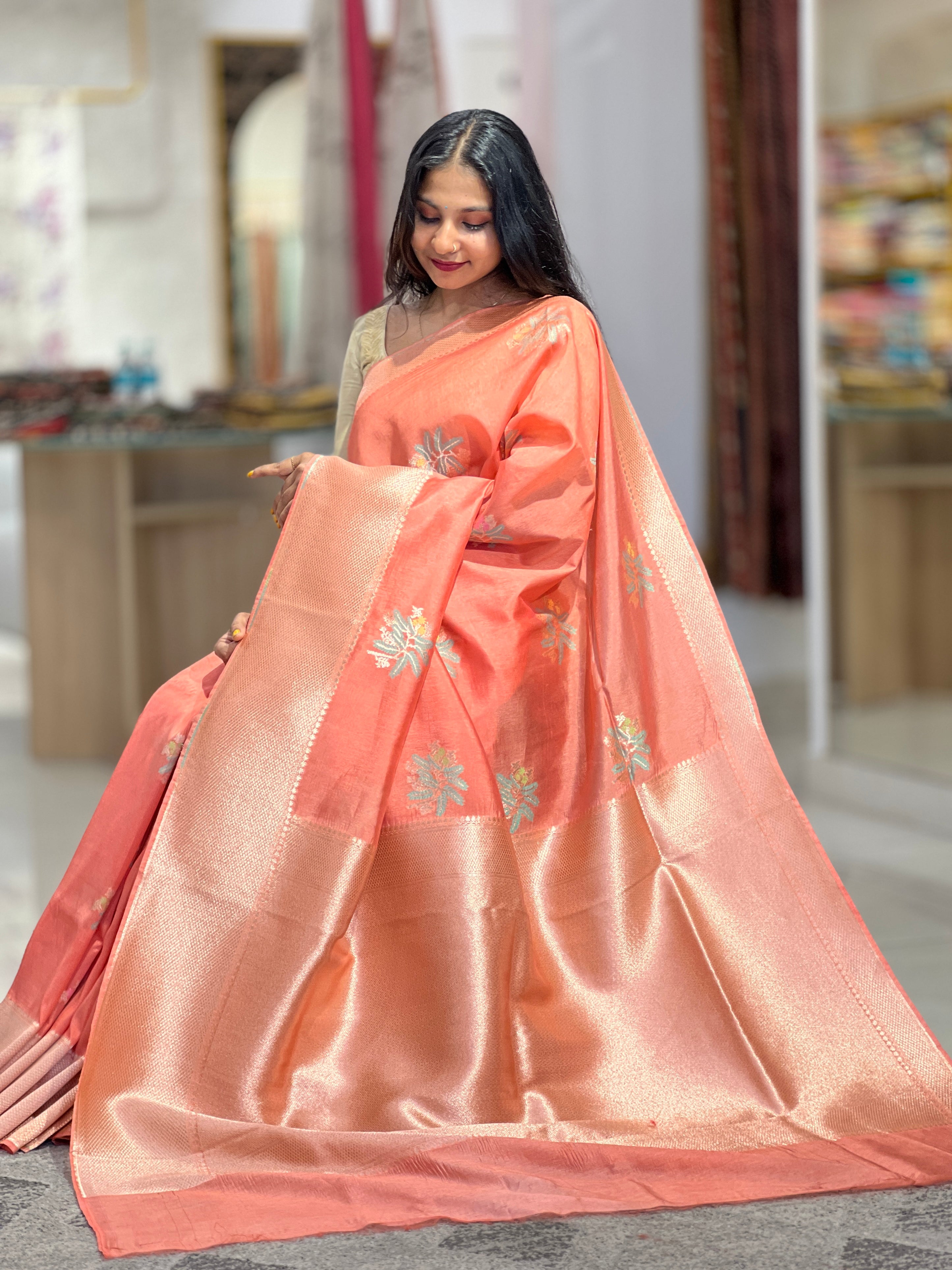 Leaf Pattern Banarasi Silk Saree  |NN284