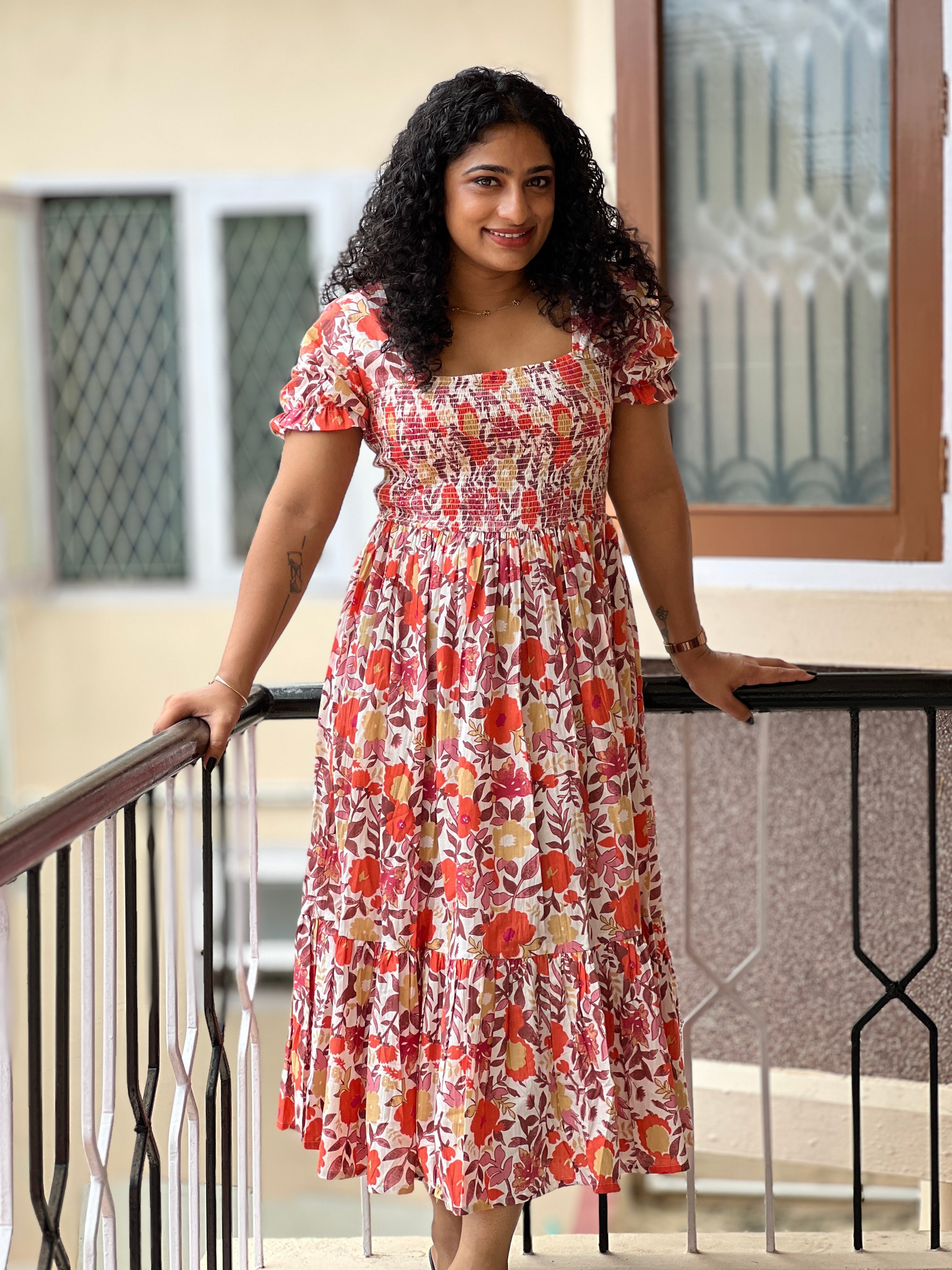 Floral Design Cotton Dress | NCF157