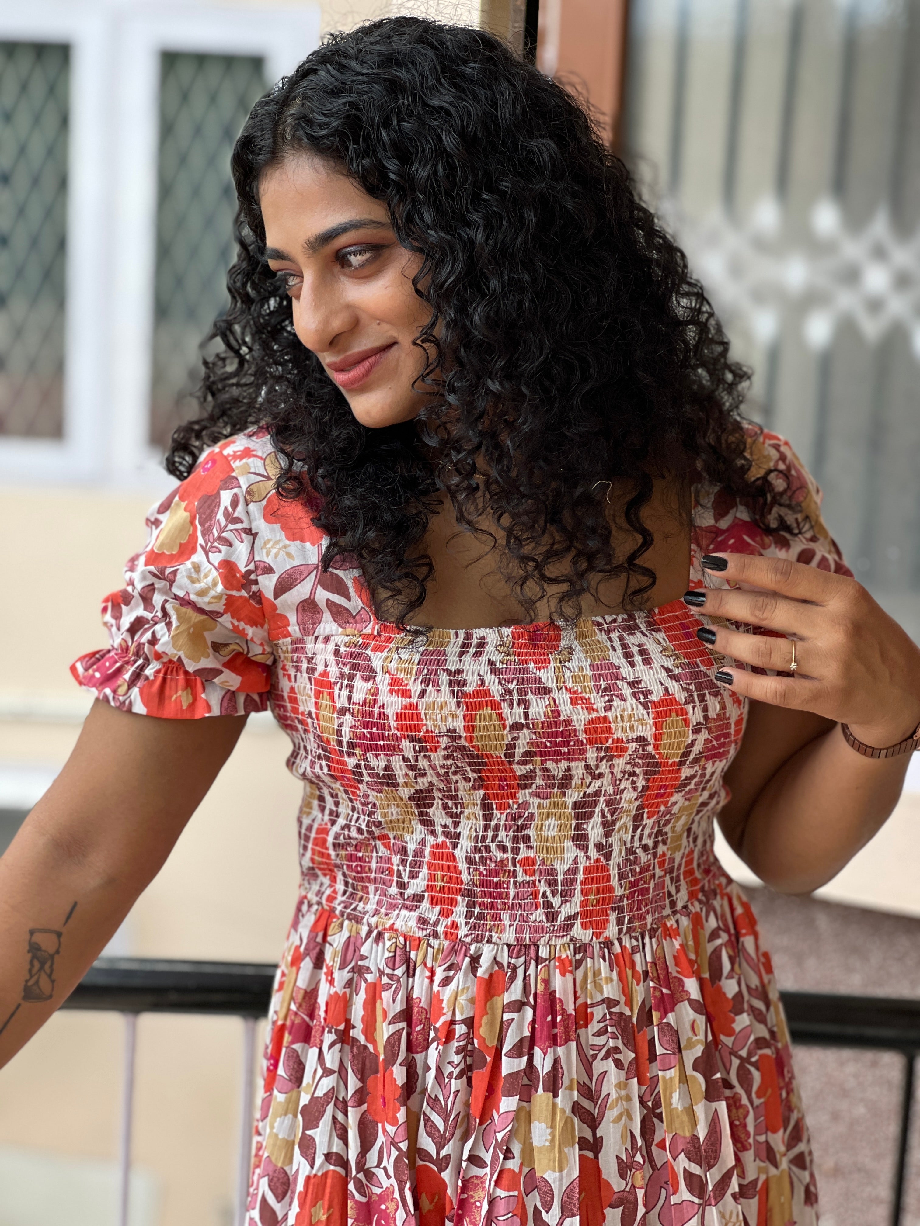 Floral Design Cotton Dress | NCF157