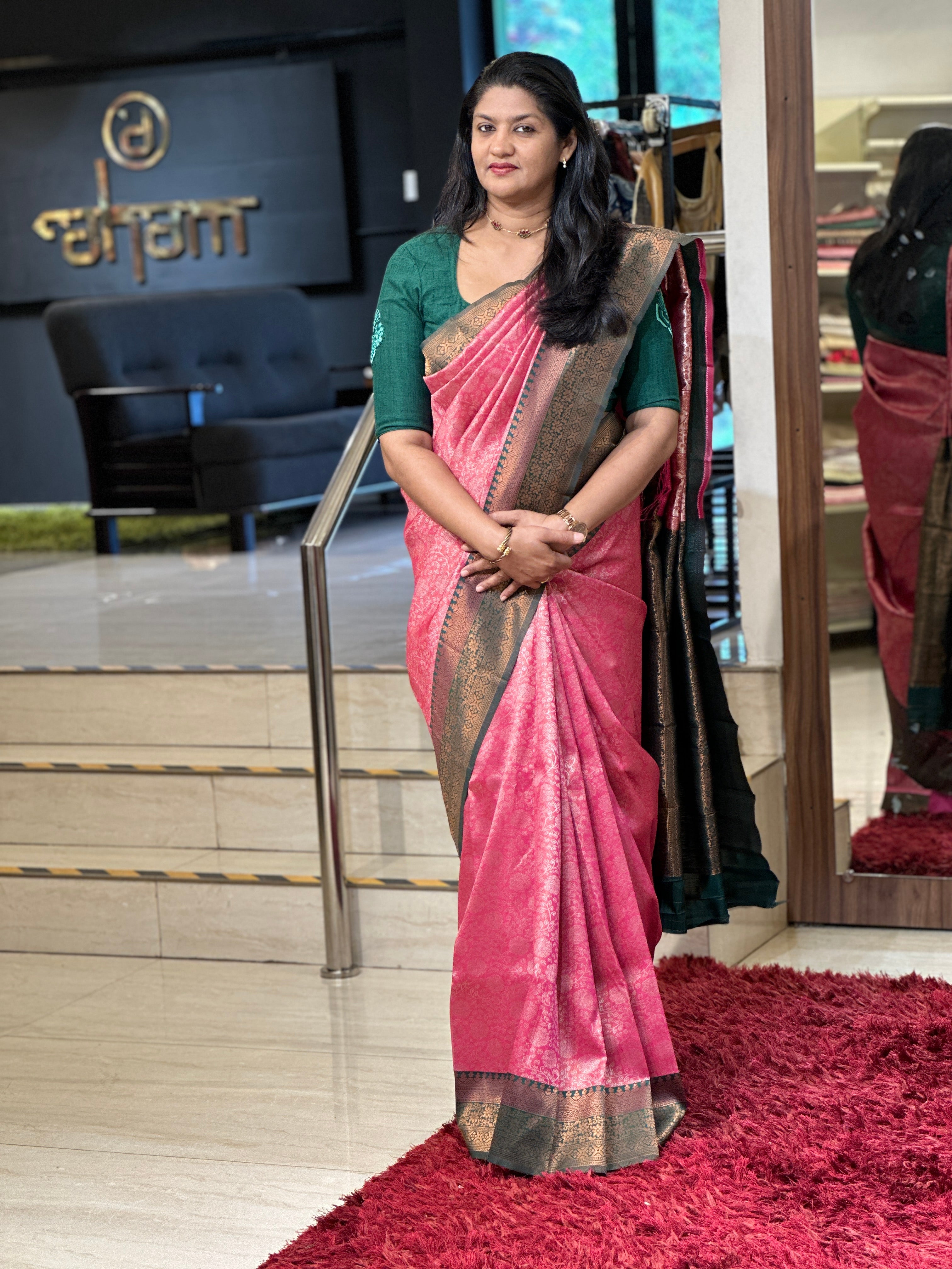 Zari Woven Brocade Patterned Semi Silk Saree | RMP137