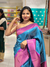 Traditional Zari Woven Stripe Patterned Semi Silk Saree | SRK110