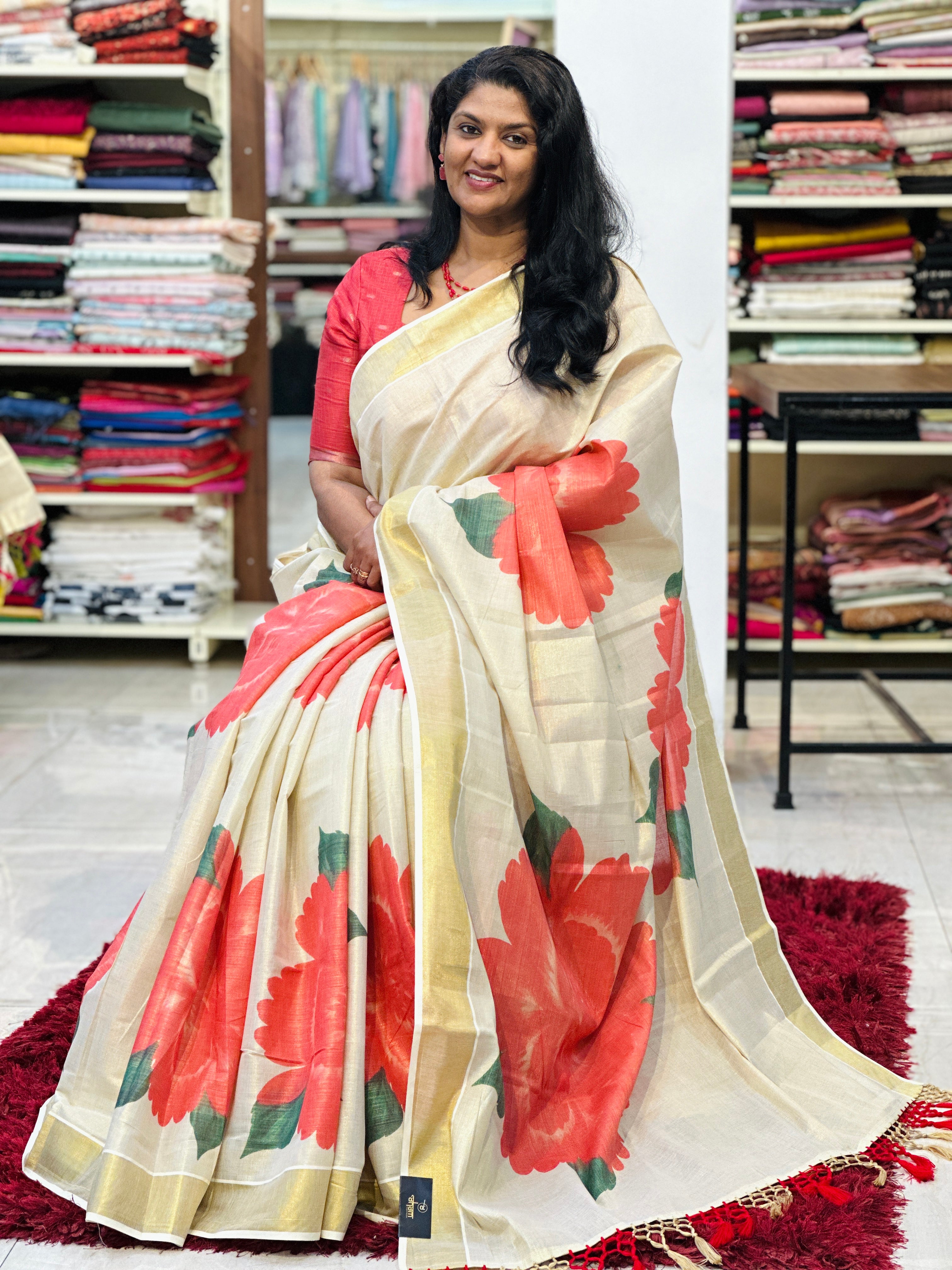 Digital Printed Pattern Tissue Saree | GAT495