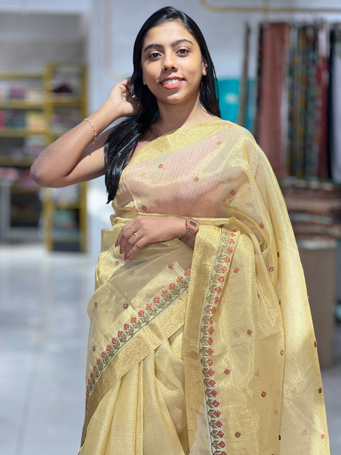 Embroidery Patterned Tissue Kota Saree | BLD806