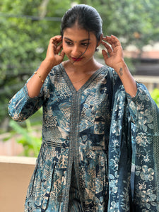 Floral Printed Muslin Finish Kurta Set | FW137