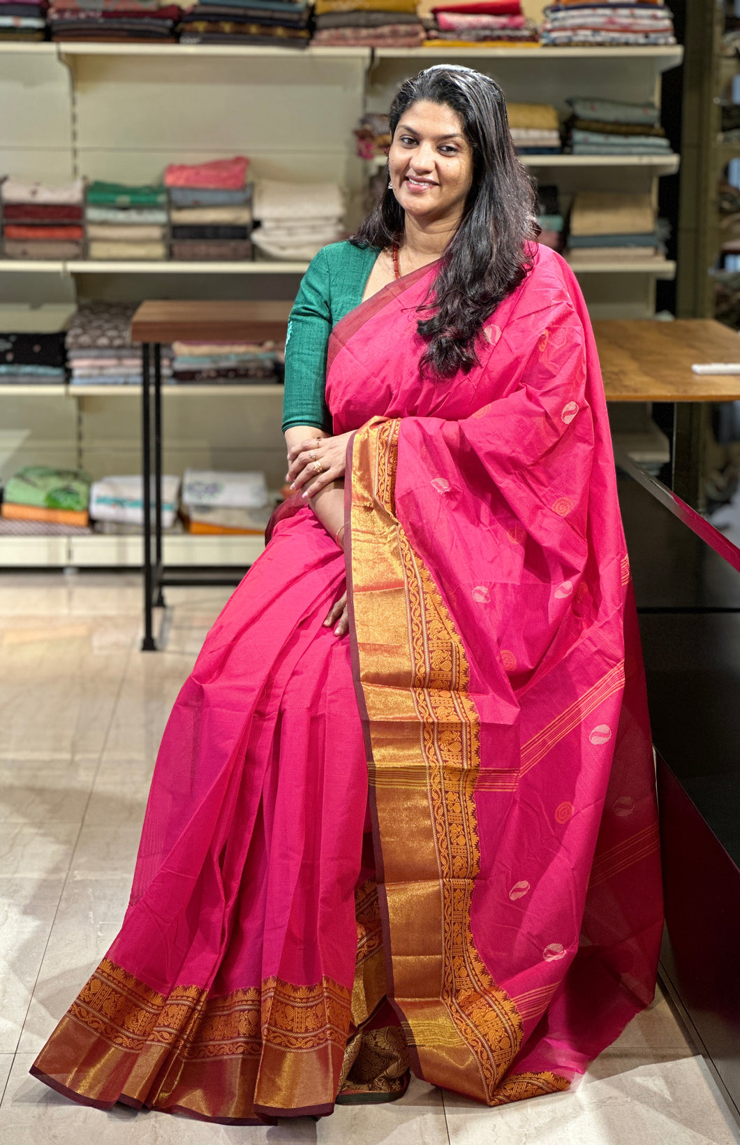 Zari Border Detailed Kanchi Cotton Sarees | VR211