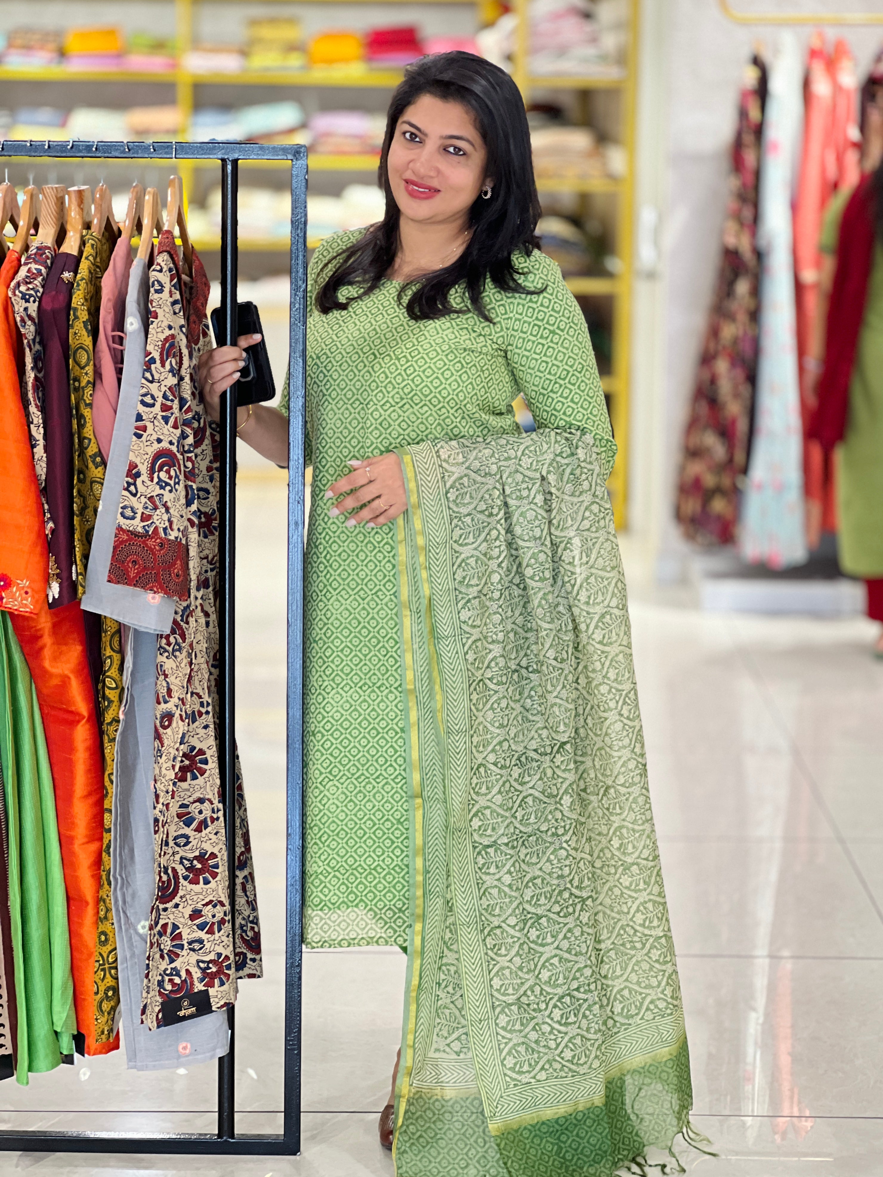 Screen Printed Chanderi Salwar Set | SSC105