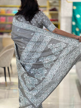 Batik Print With Hand Kantha Embroidery Detailed Semi Tussar Saree | GAR135