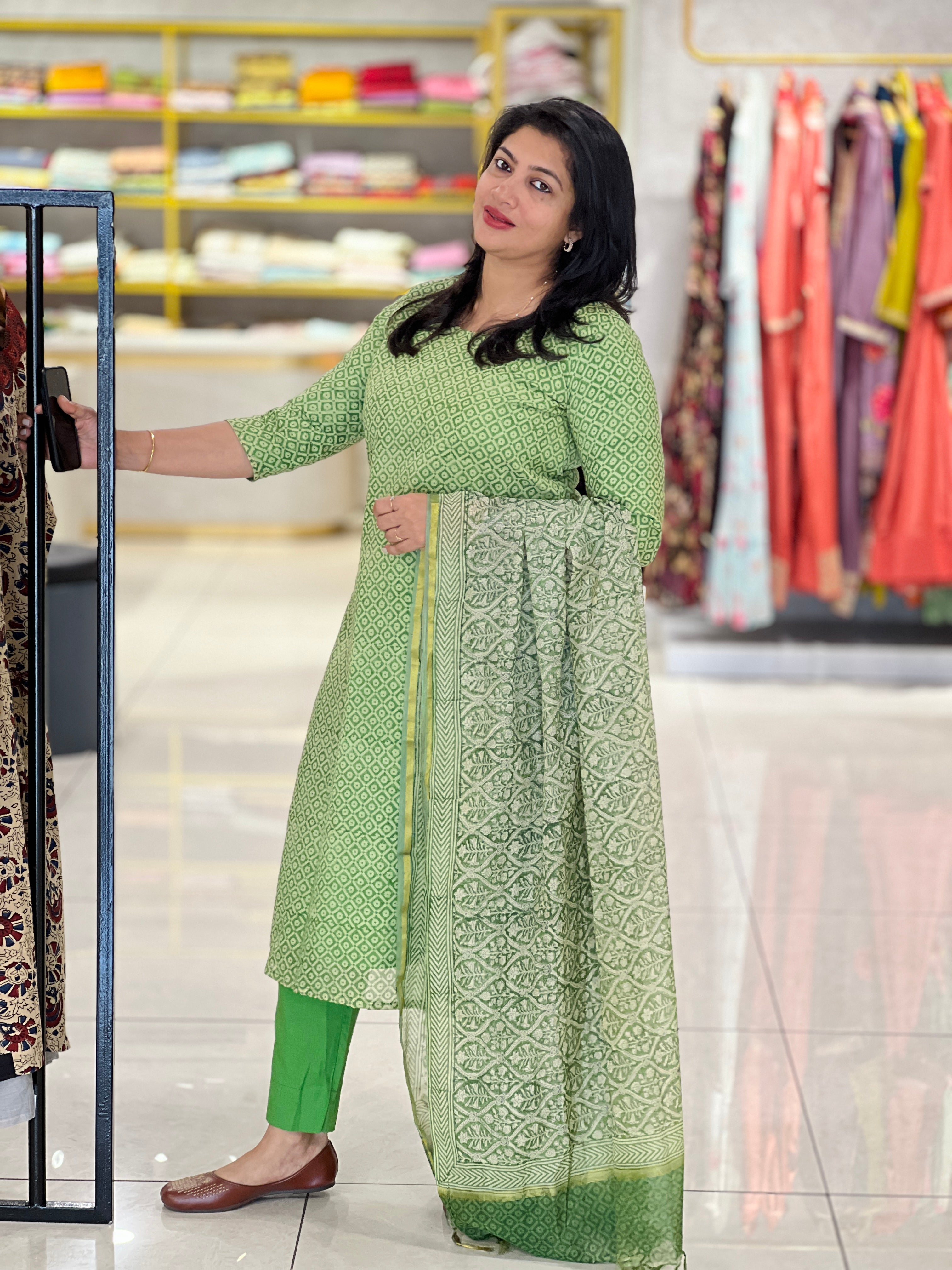 Screen Printed Chanderi Salwar Set | SSC105