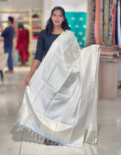 Golden Zari Stripe Patterned Chanderi Silk Saree | FC118