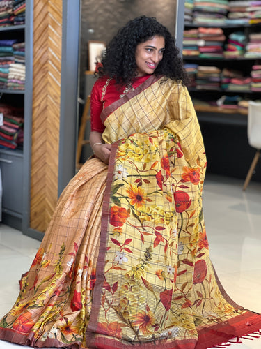Digital Printed Desi Tussar Saree | NLM127