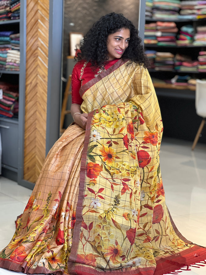 Digital Printed Desi Tussar Saree | NLM127