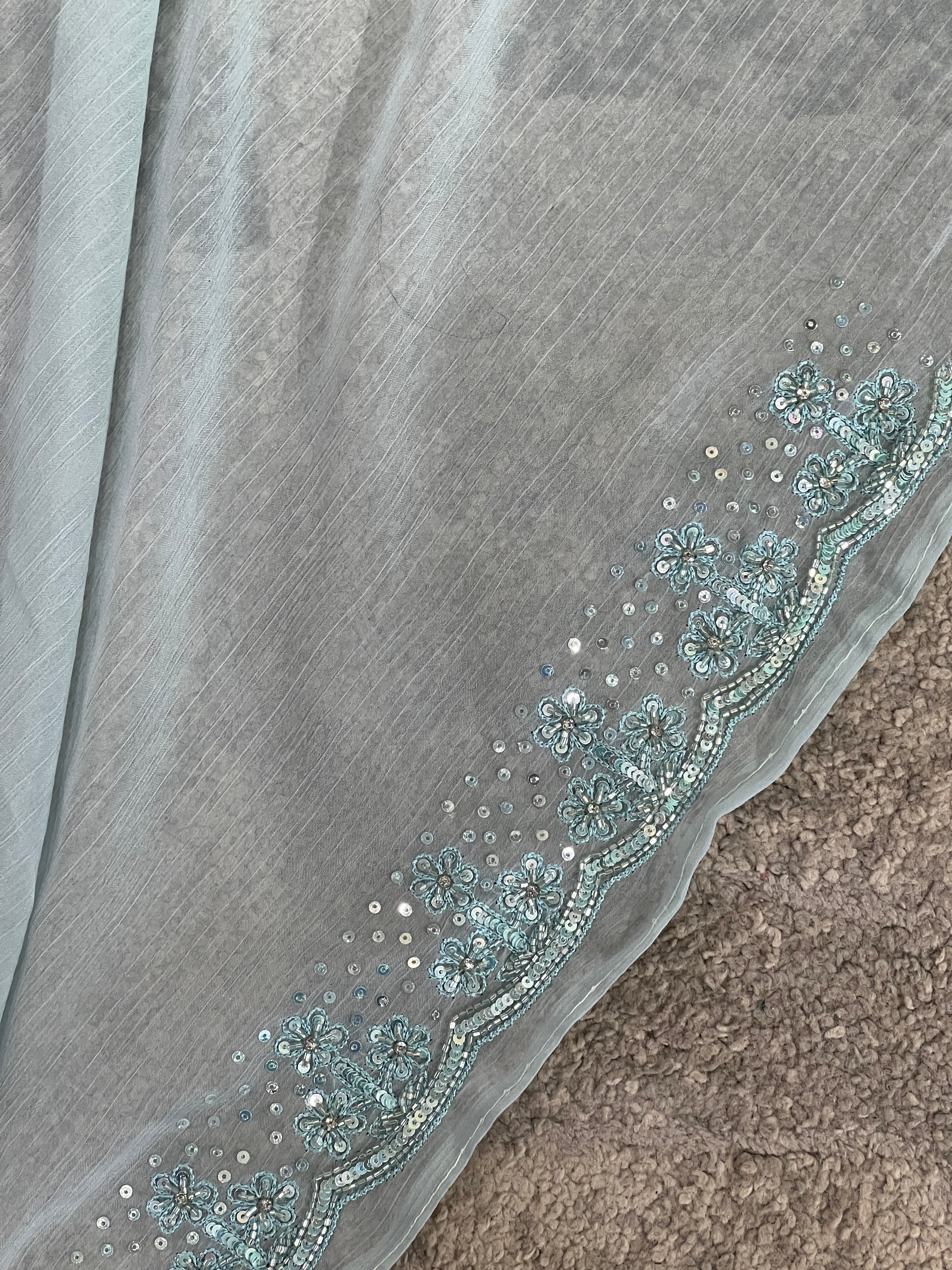Sequence & Cut Beads Detailed Chiffon Saree | SBP703