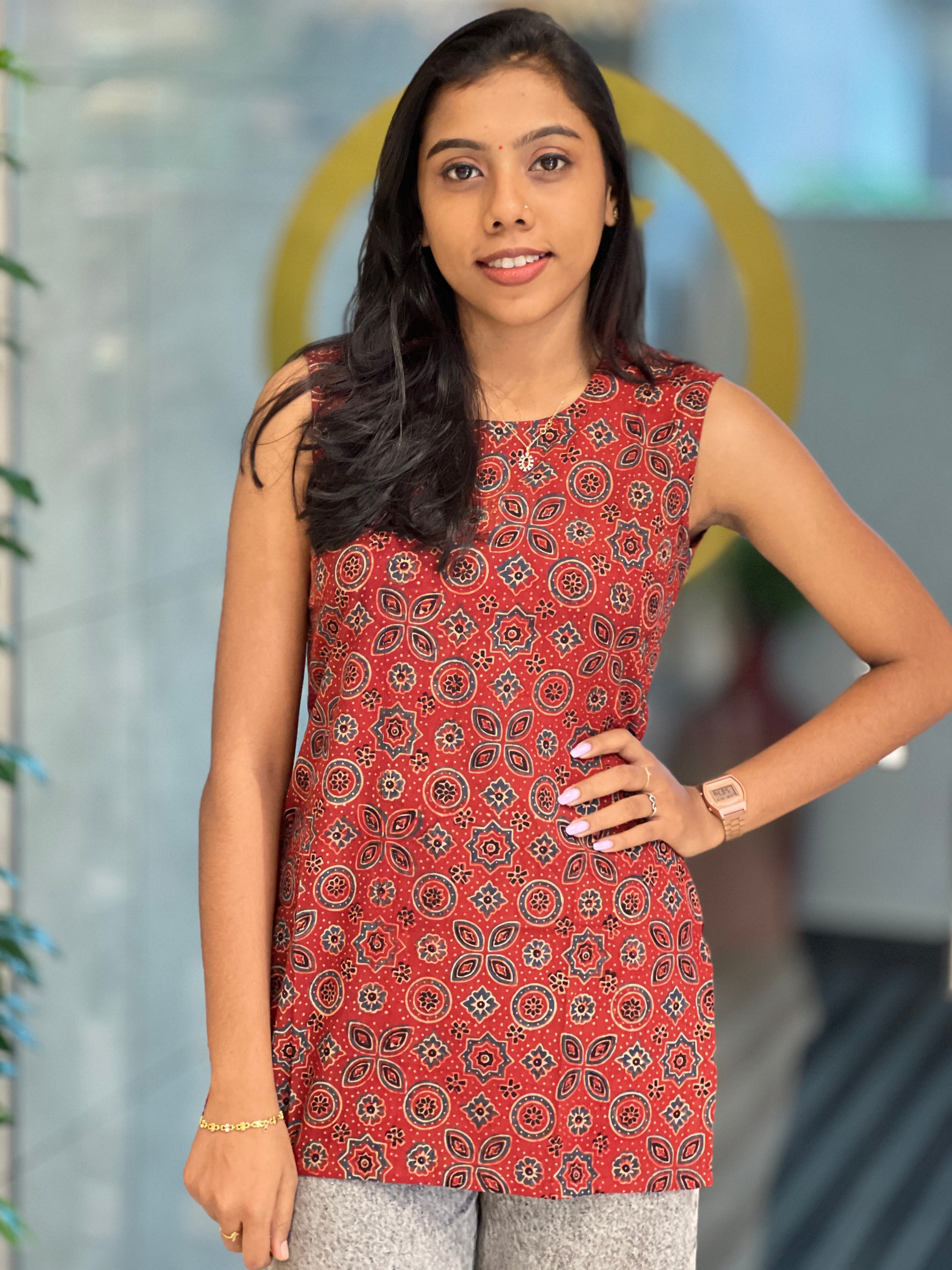Print Detailed Cotton Short Kurta | DNT397