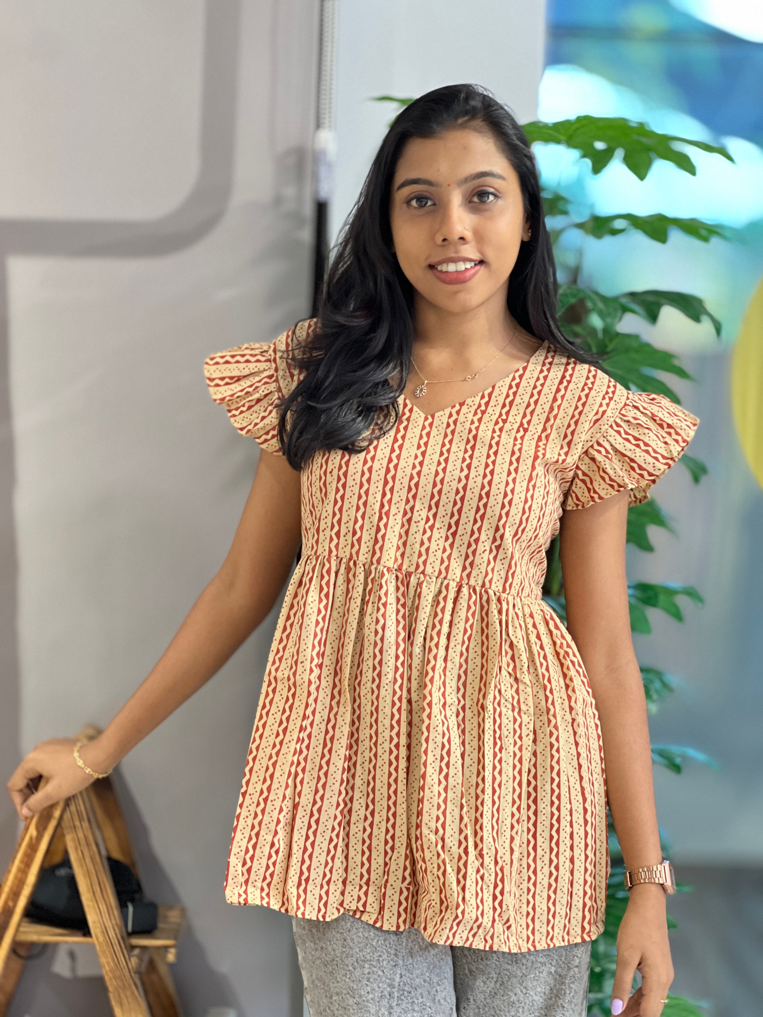 Print Detailed Cotton Short Kurta | DNT366